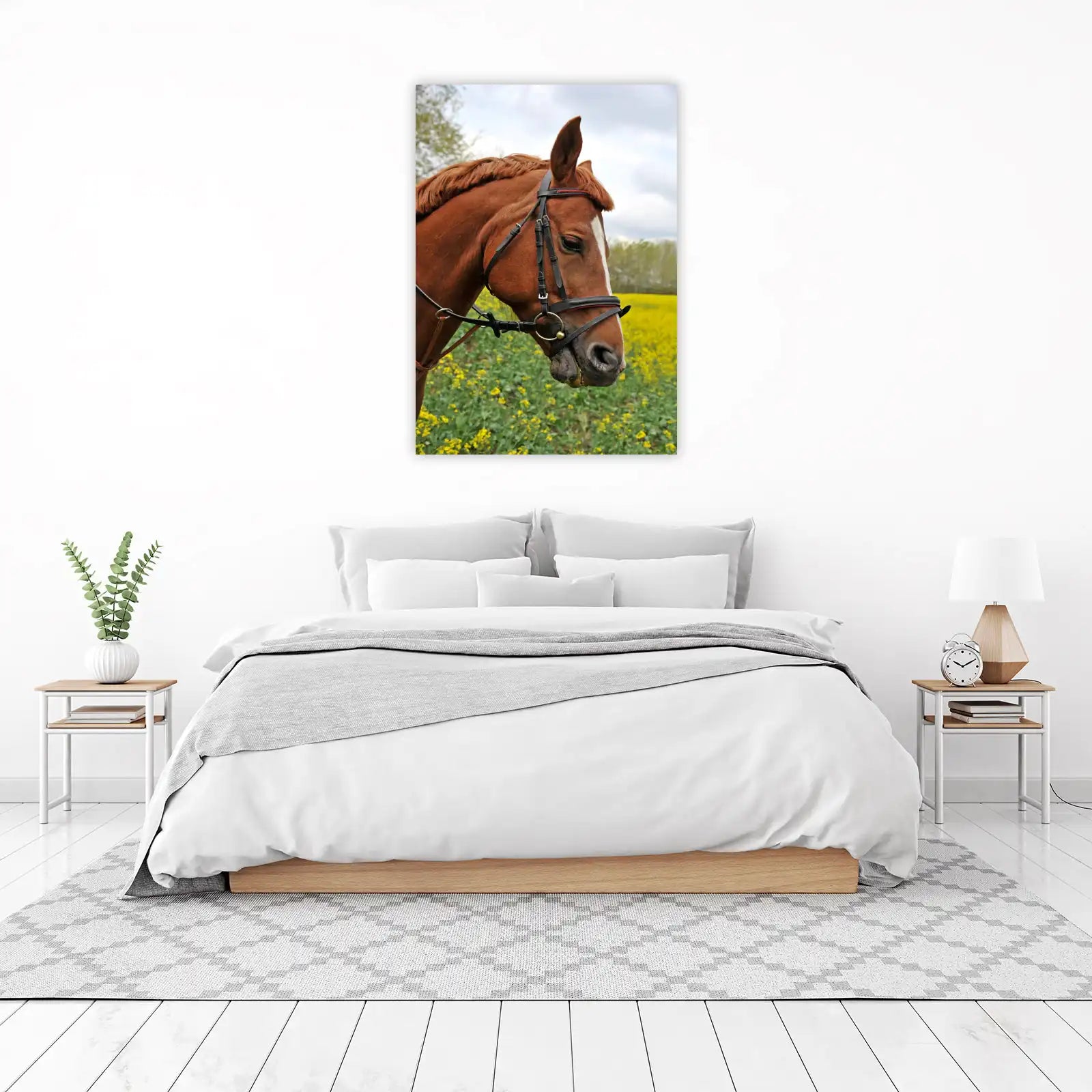 Majestic Chestnut Horse in Field Wall Art