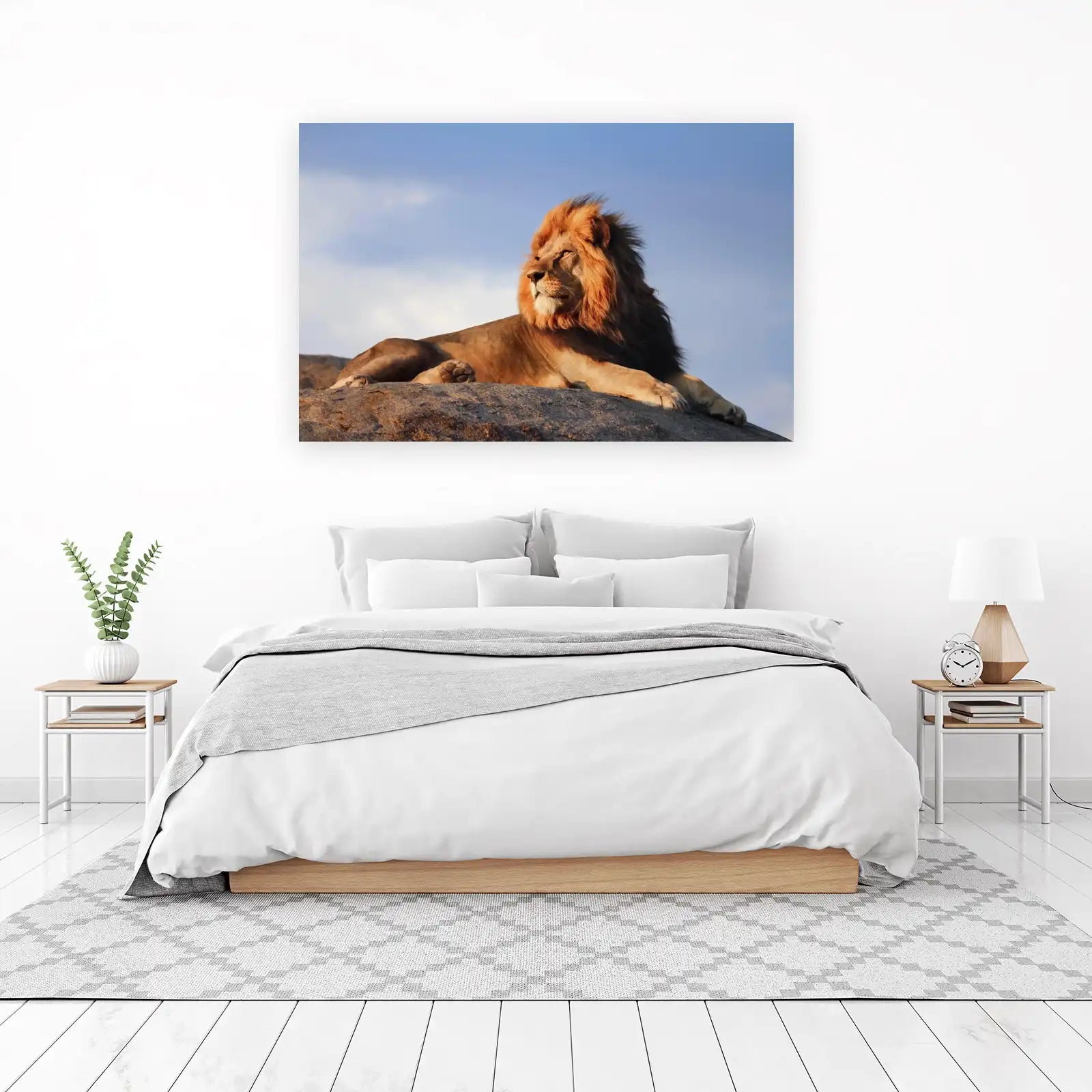 Majestic Lion Portrait on Rock Wall Art
