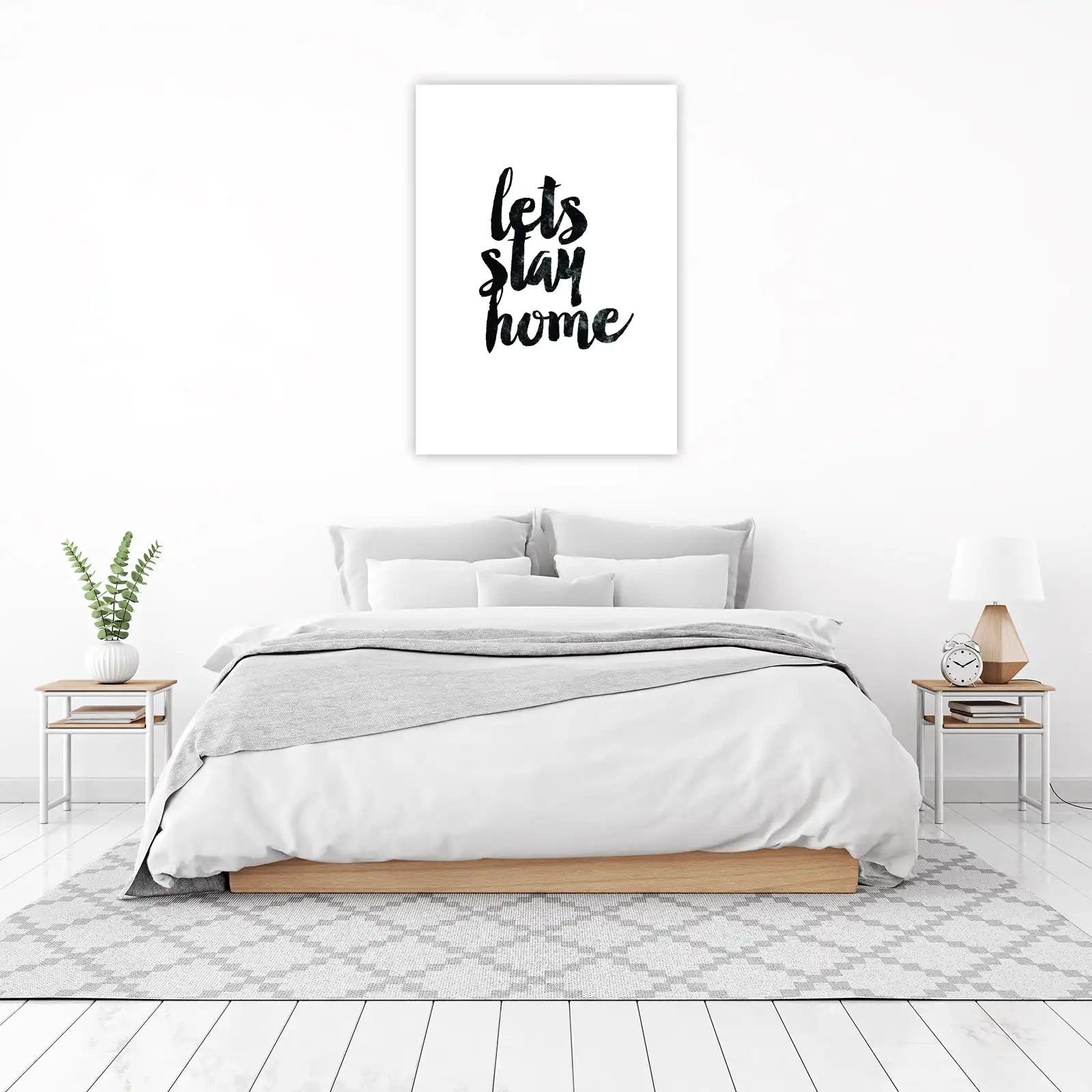 Let's Stay Home Hand-Lettered Quote Wall Art
