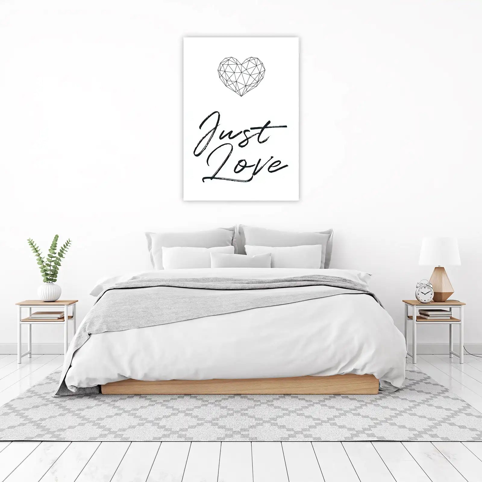 Geometric Heart "Just Love" Quote Wall Art