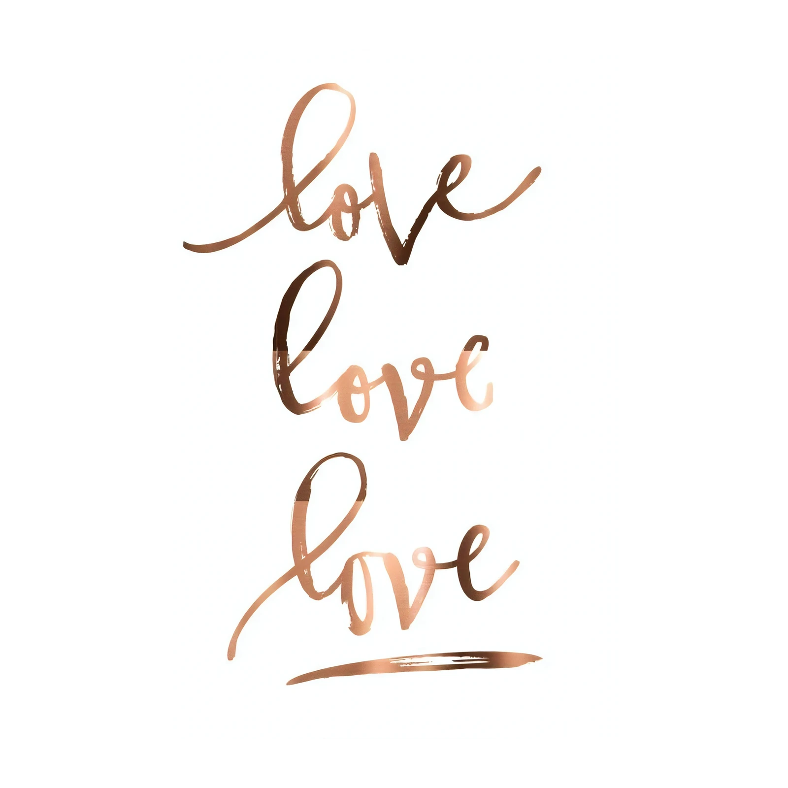 Rose Gold Love Script Word Art Wall Art