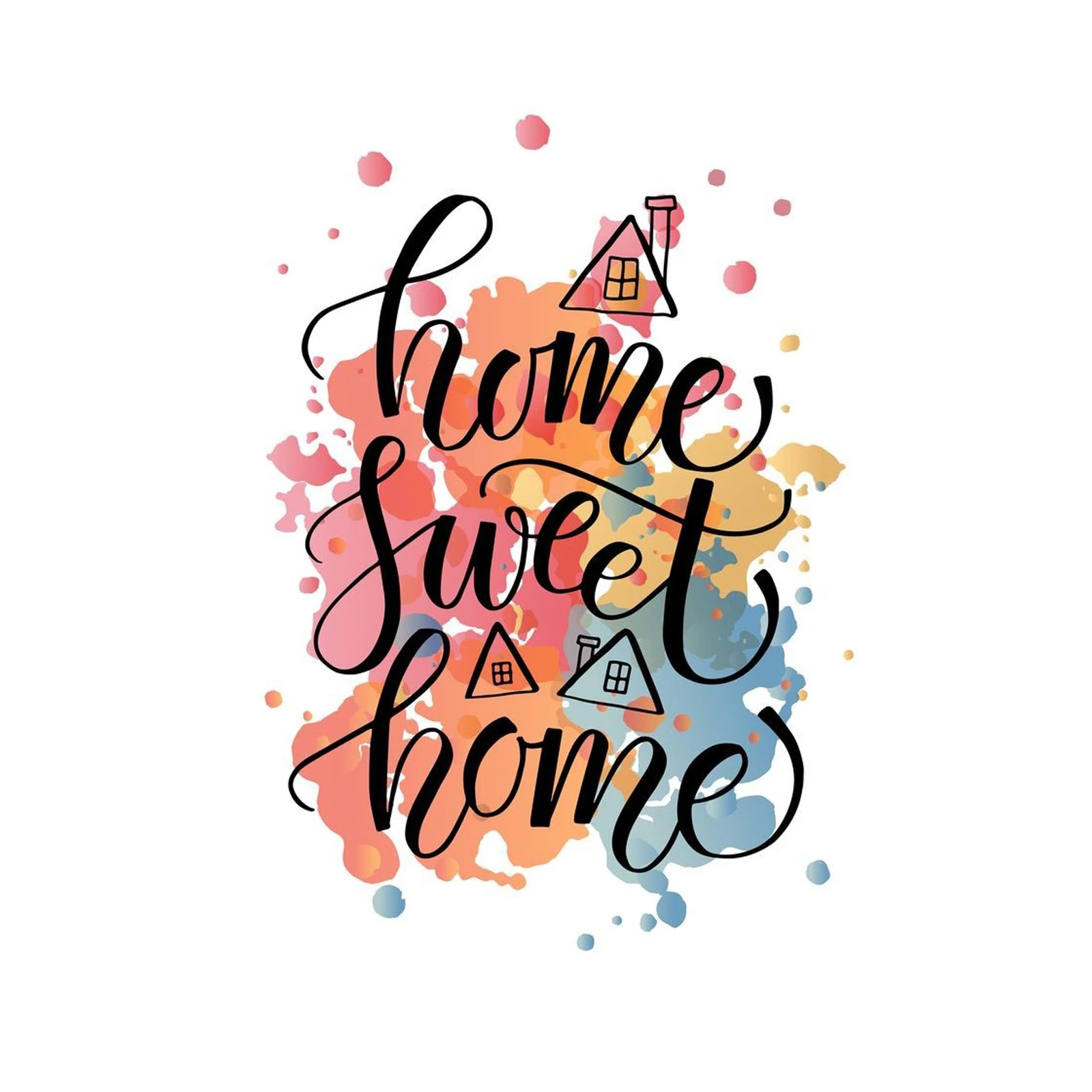 Home Sweet Home Watercolor Wall Art Wall Art