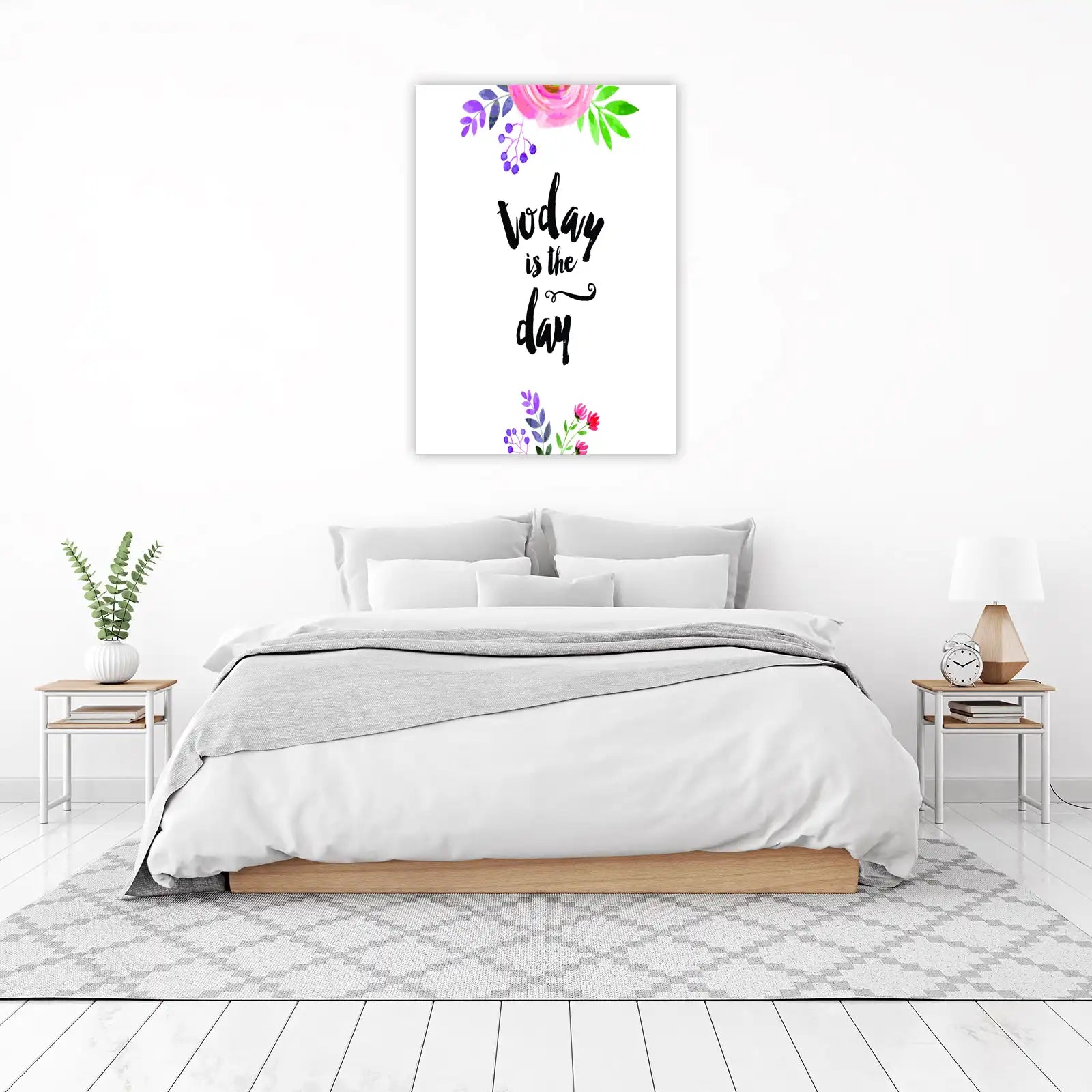 Inspirational Floral 'Today is the Day' Wall Art