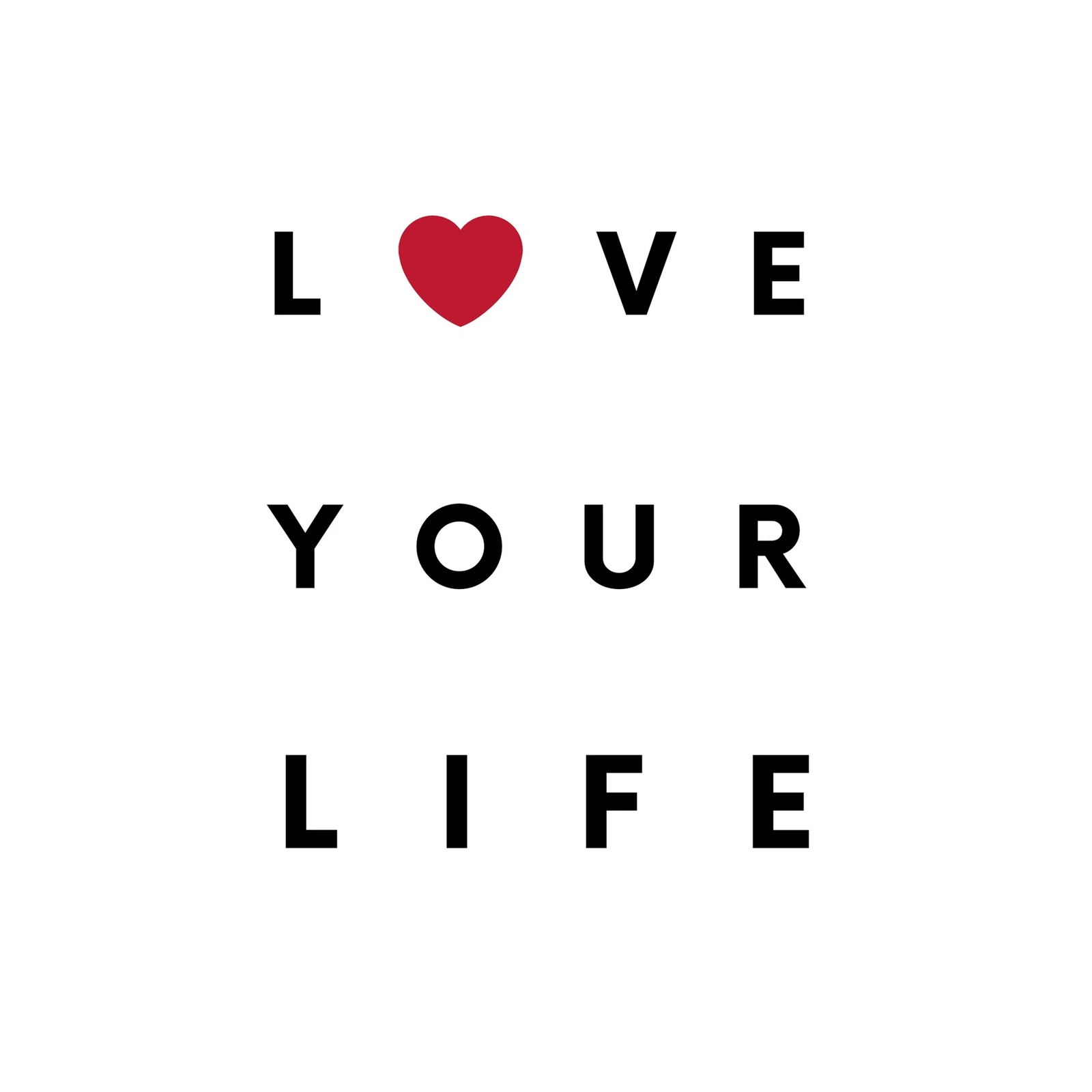 Love Your Life Typography Red Heart Wall Art