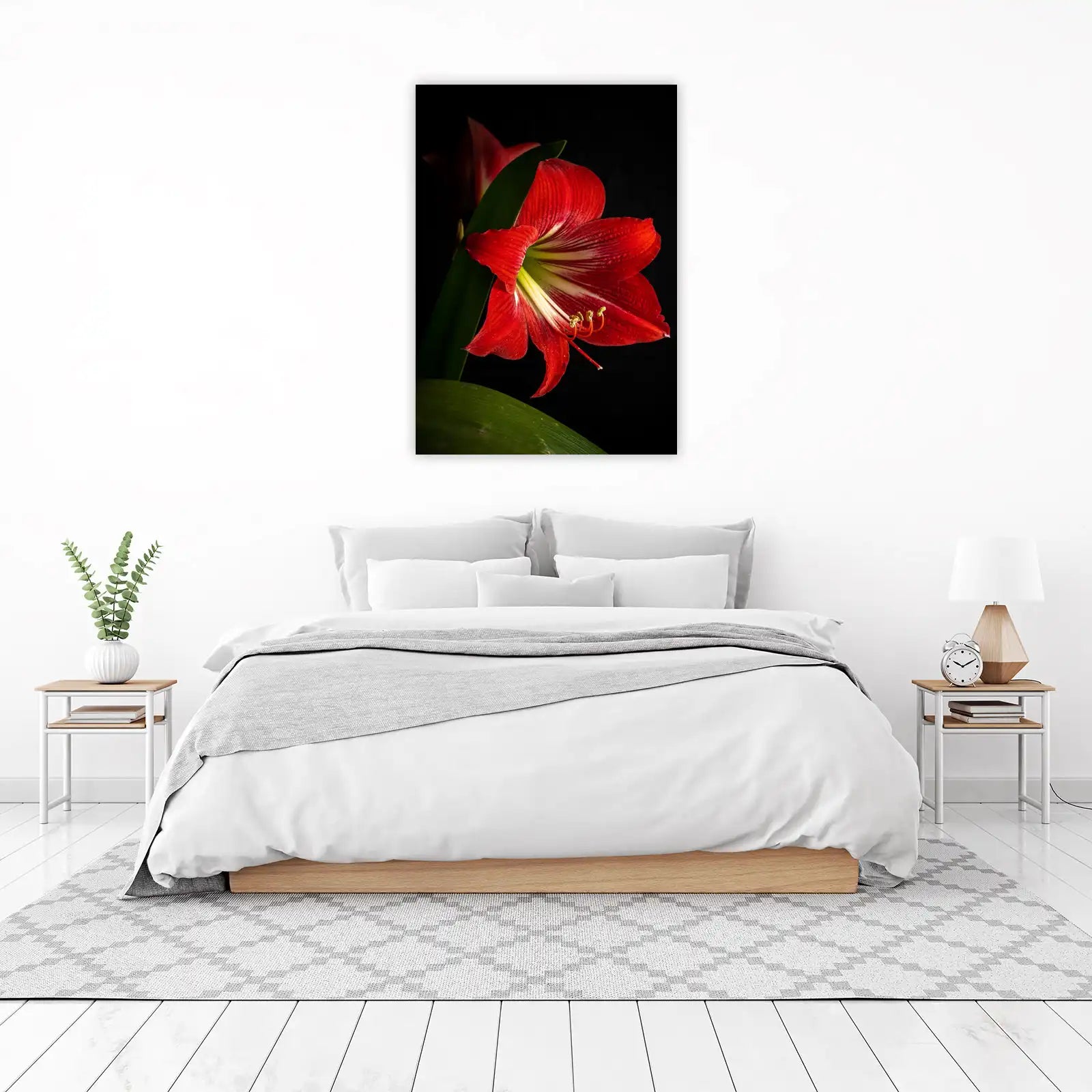 Vibrant Red Amaryllis Floral Wall Art