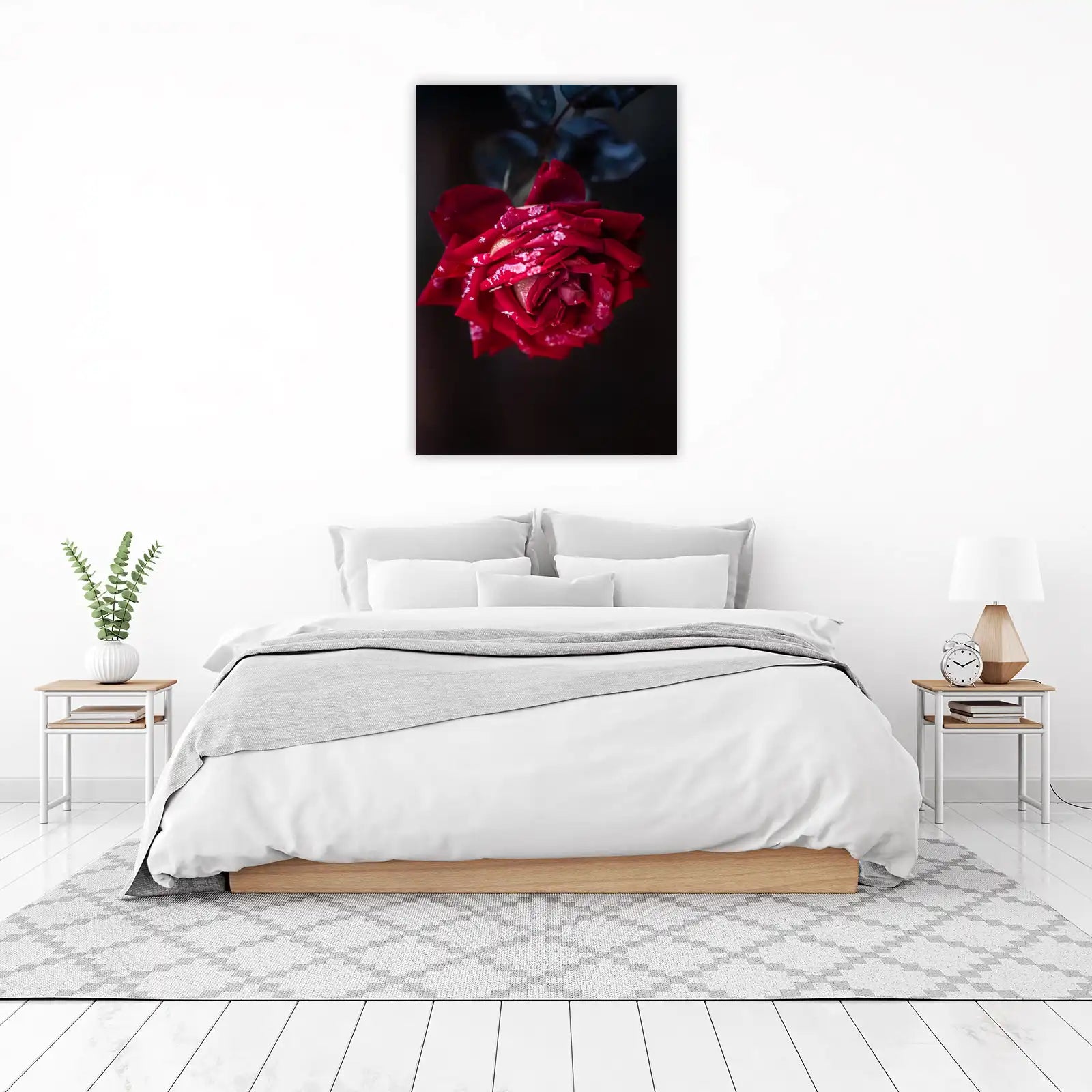 Velvet Red Rose with Frost Wall Art