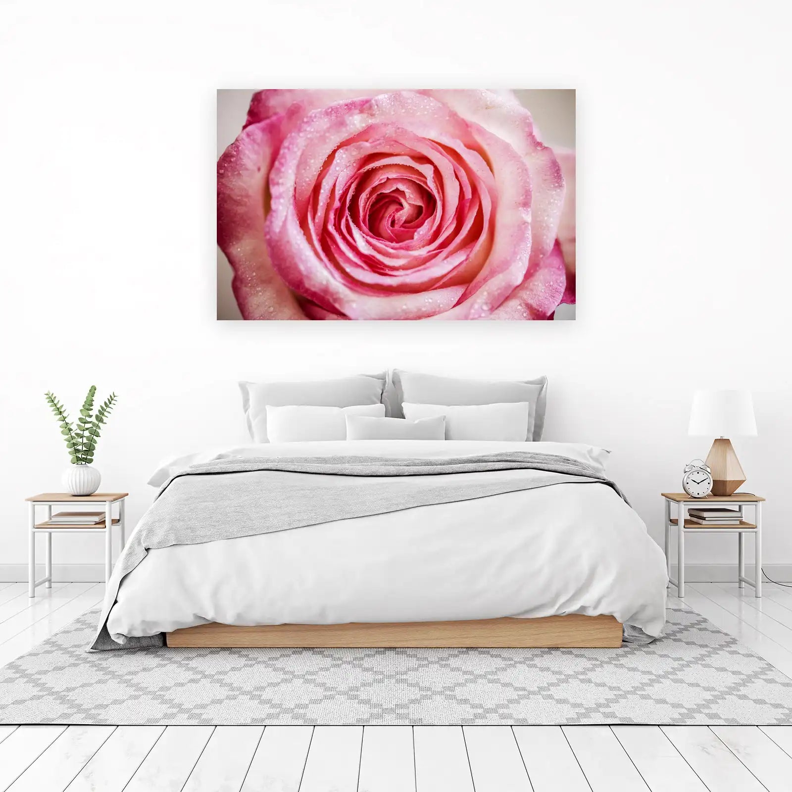 Dewy Pink Rose Close-Up Wall Art