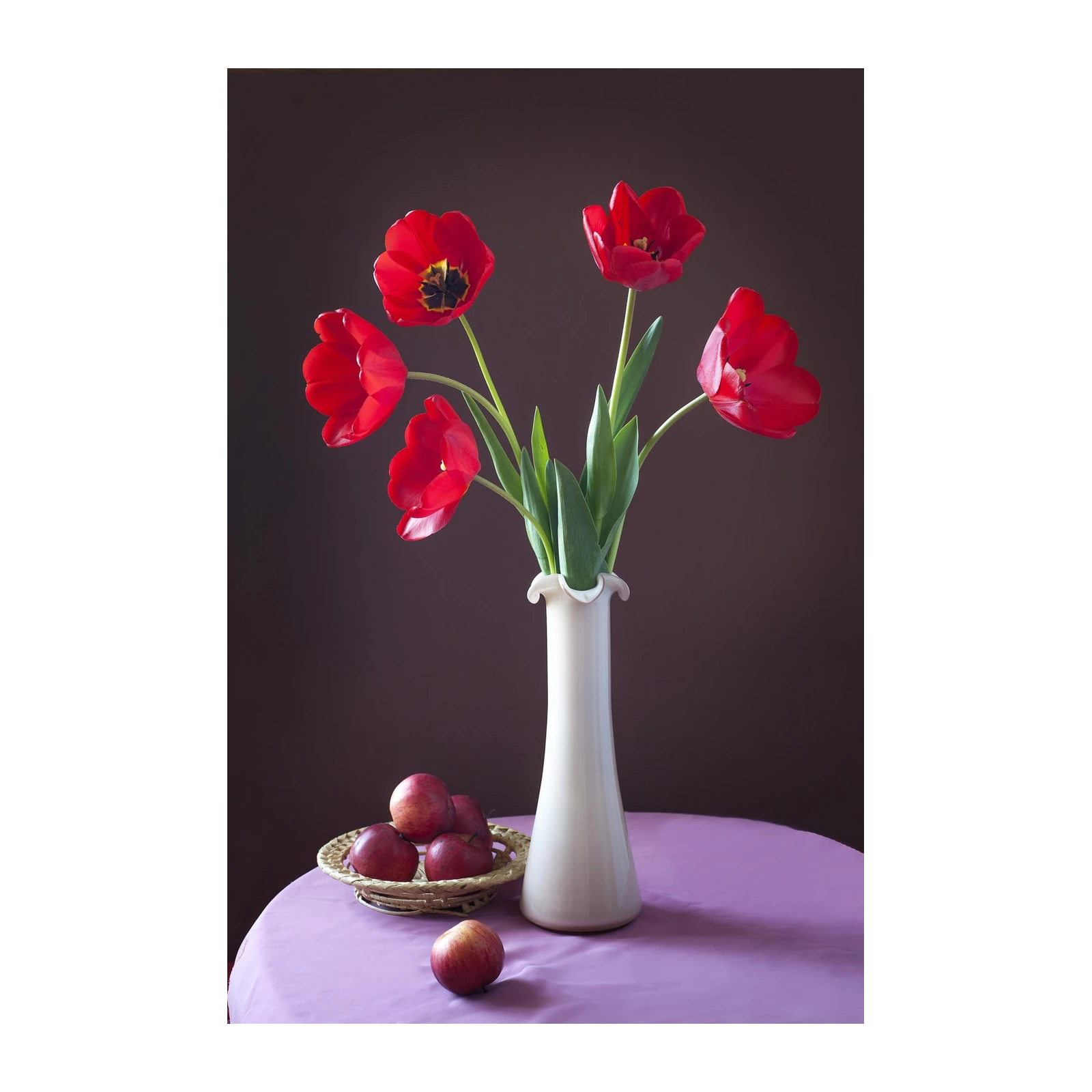 Vibrant Red Tulips Still Life Wall Art