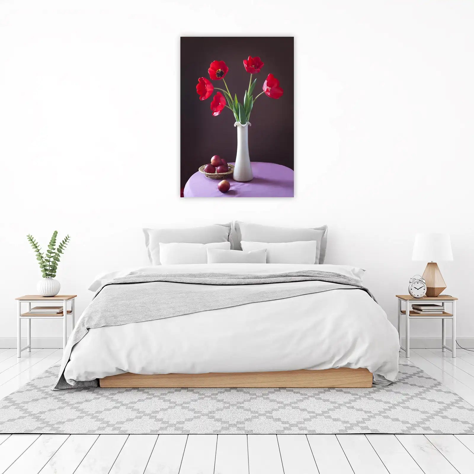 Vibrant Red Tulips Still Life Wall Art