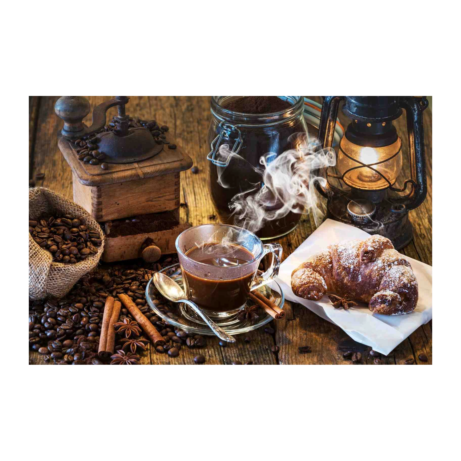 Rustic Coffee & Croissant Wall Art