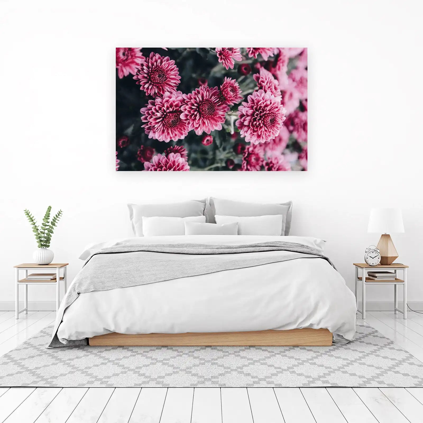 Vibrant Pink Chrysanthemum Floral Wall Art
