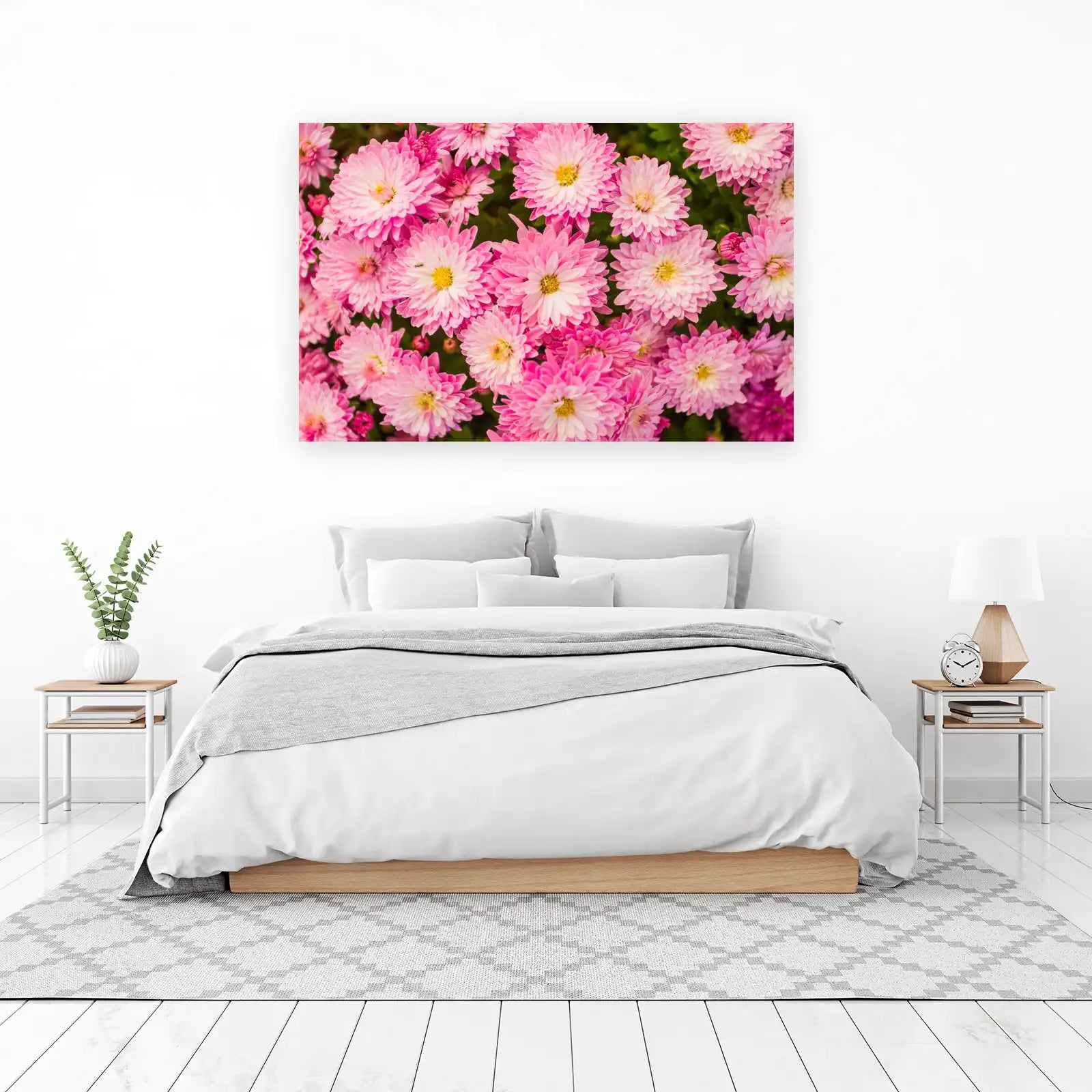 Vibrant Pink Chrysanthemums Floral Wall Art