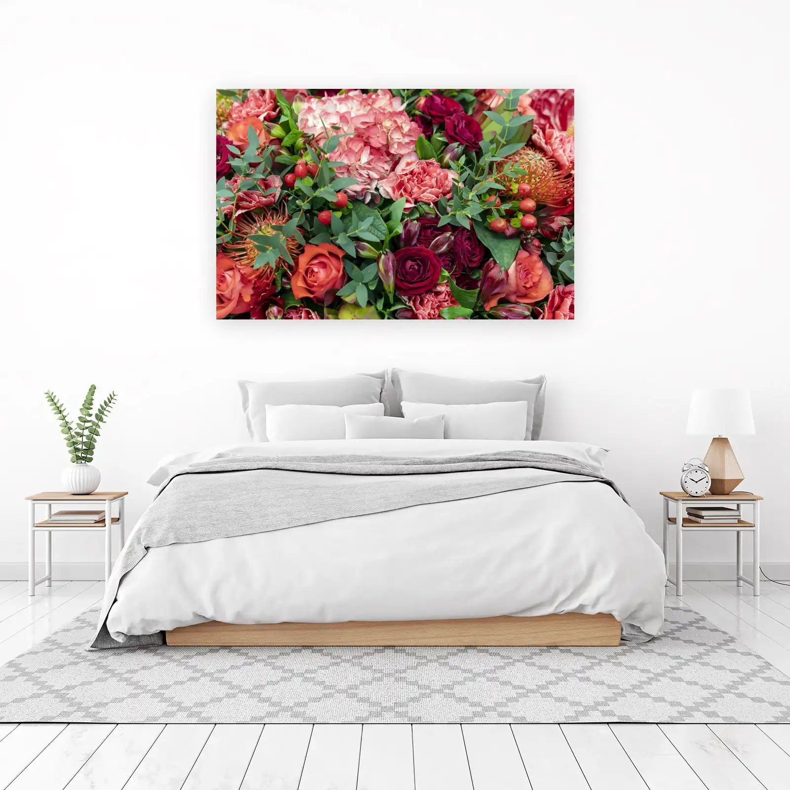 Romantic Red Floral Burst Wall Art