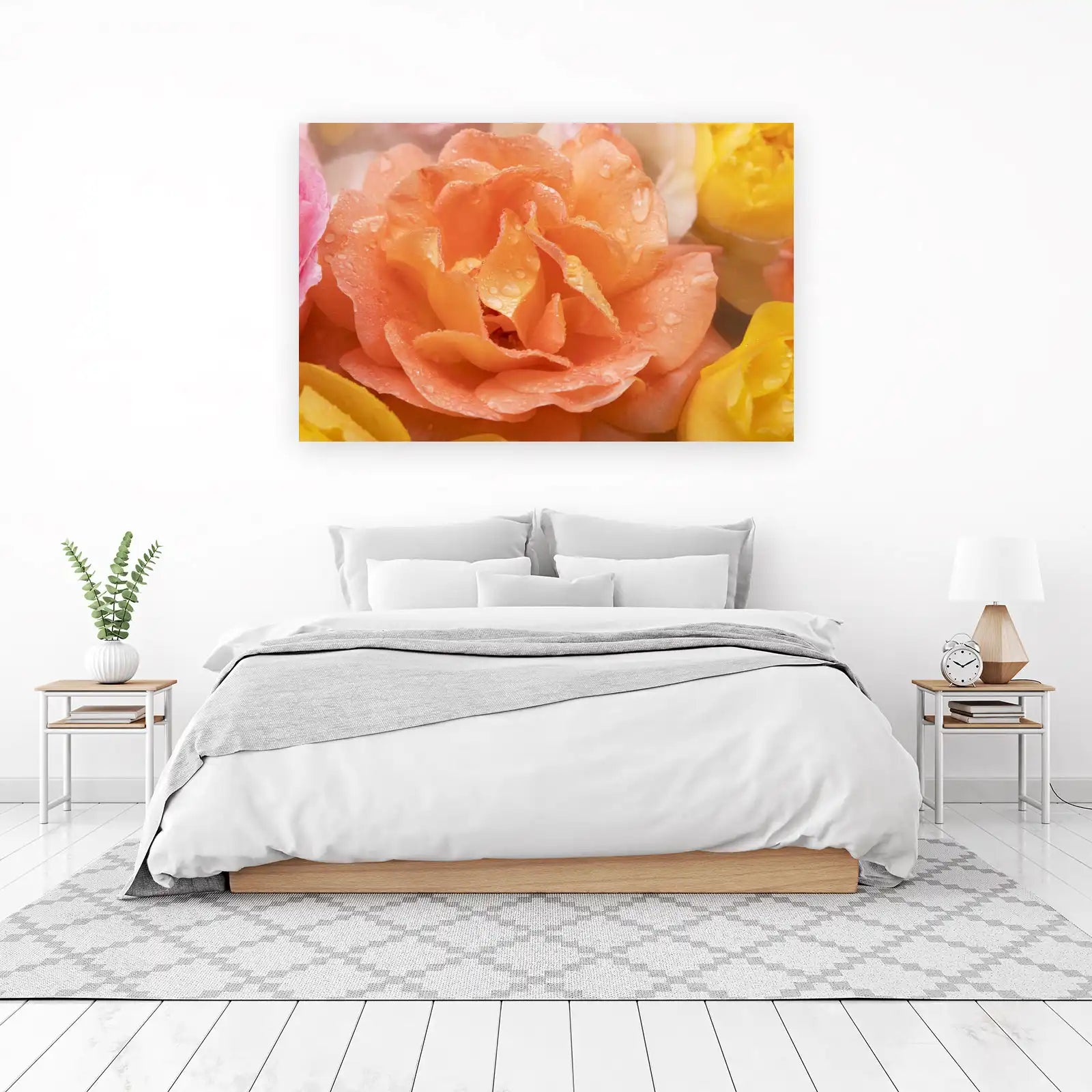Dewy Peach Rose Blossom Wall Art