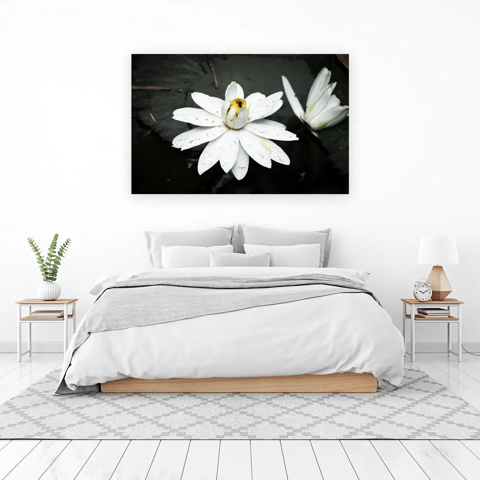 Serene White Lotus Bloom Wall Art
