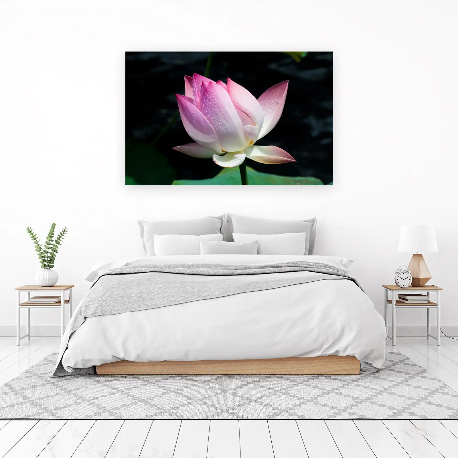 Serene Pink Lotus Dewdrops Wall Art