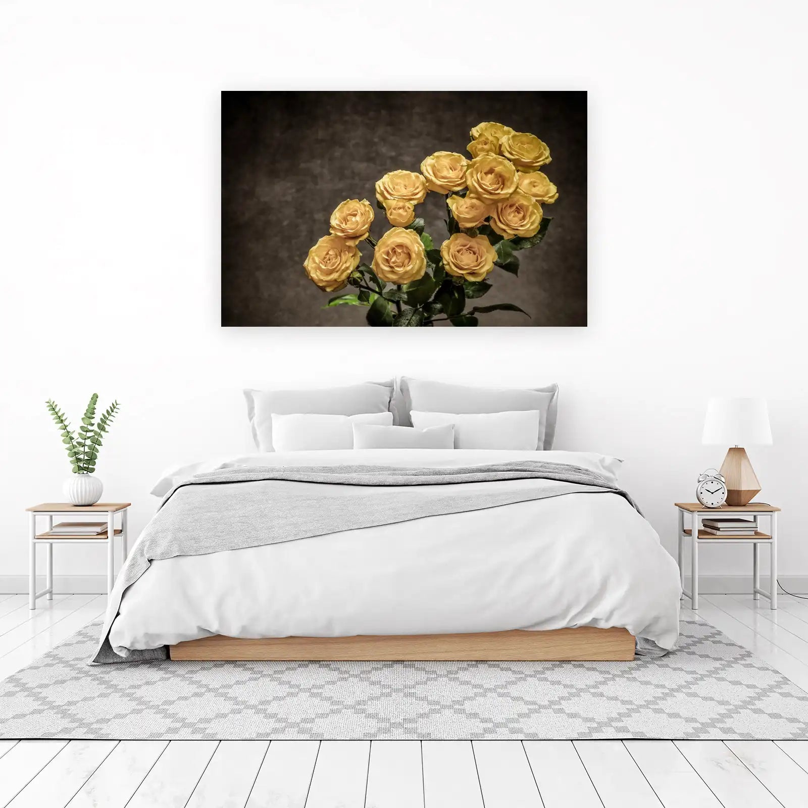 Golden Rose Bouquet Wall Art for Elegant Homes