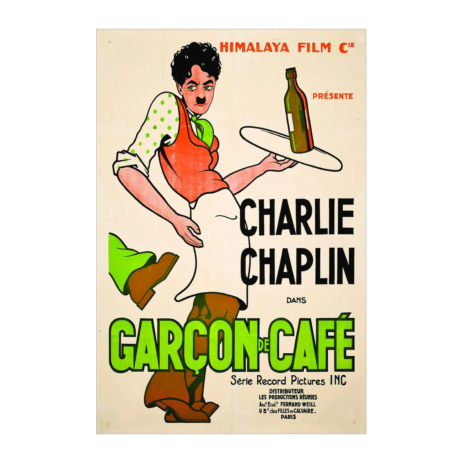 Vintage Charlie Chaplin "Garcon de Cafe" Wall Art
