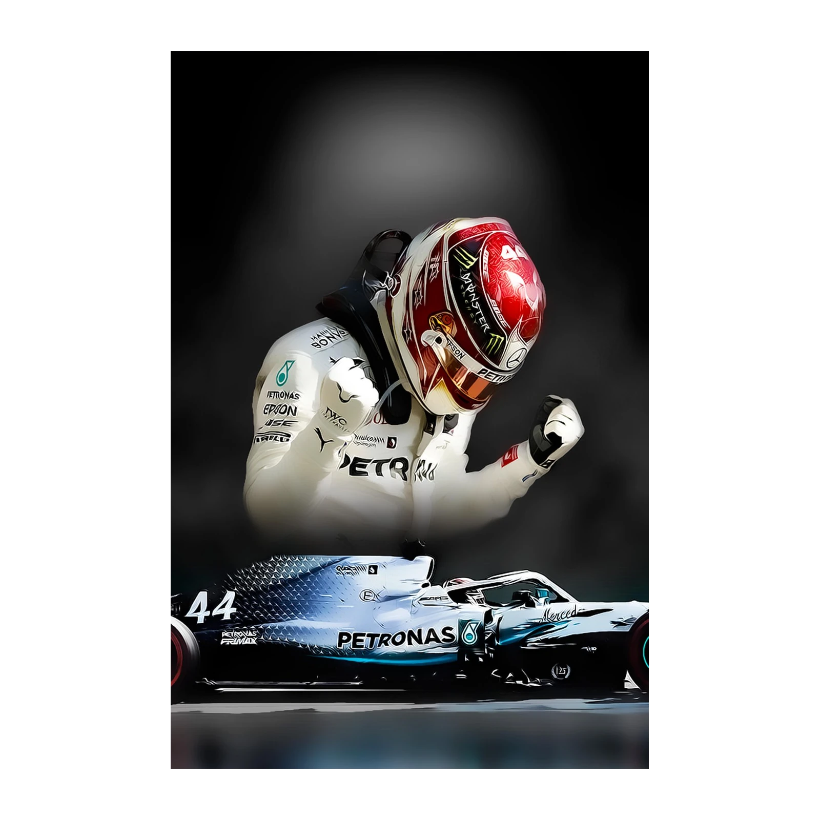 F1 Champion Lewis Hamilton & Mercedes Wall Art