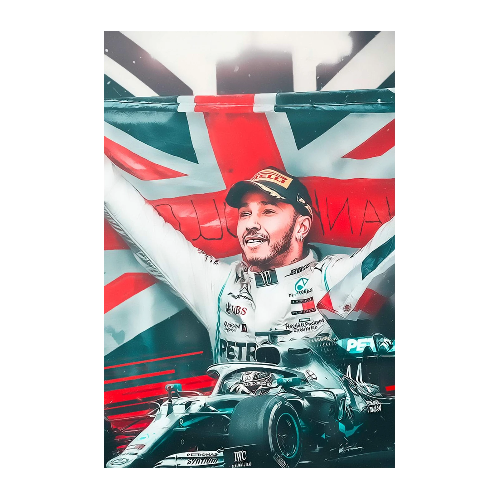 Lewis Hamilton Victory Union Jack Wall Art