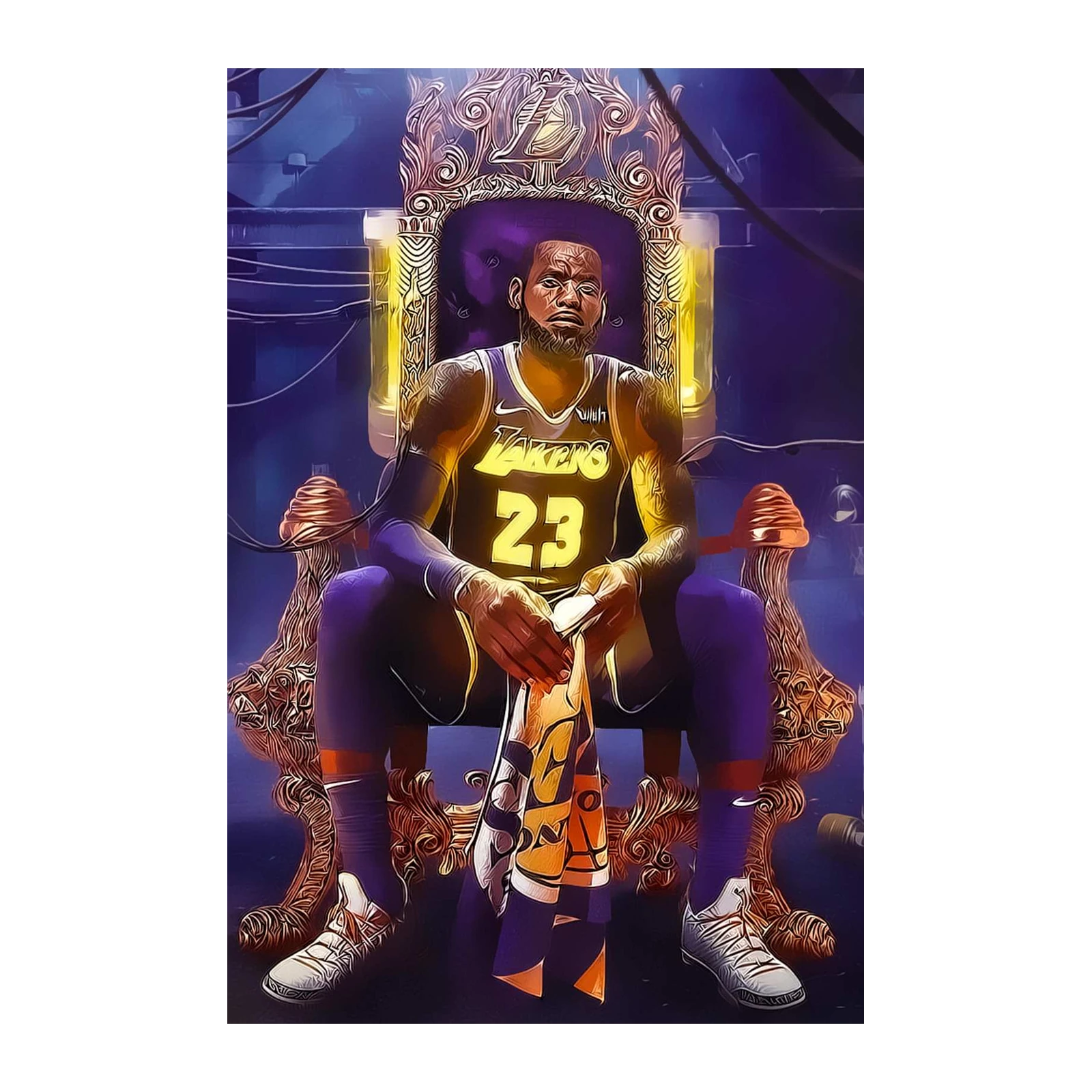 King LeBron James Lakers Throne Wall Art