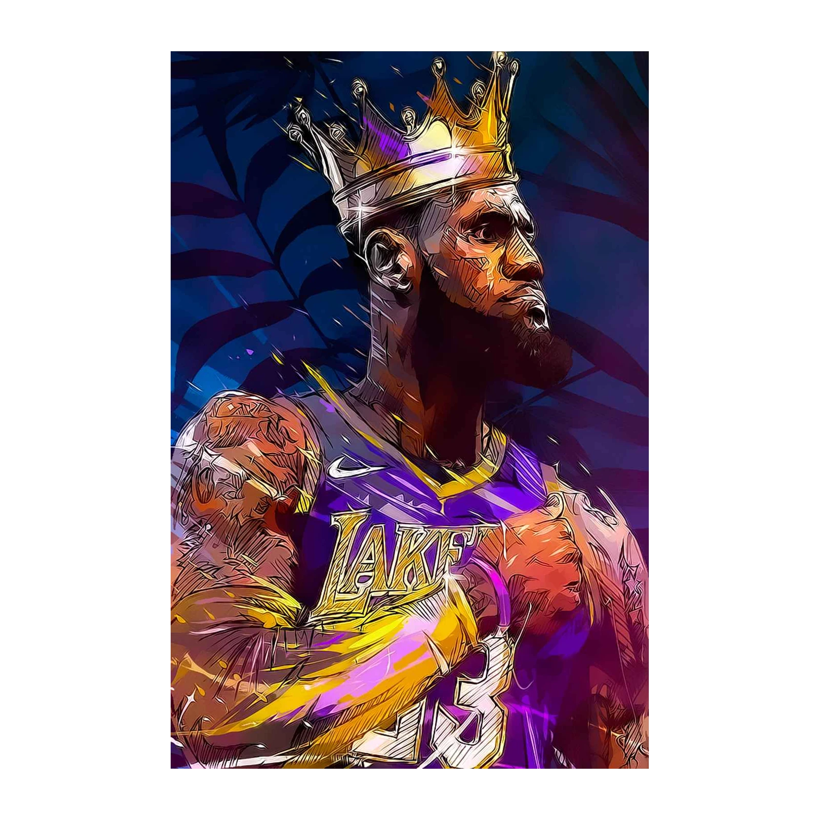 LeBron James King Crown Lakers Wall Art