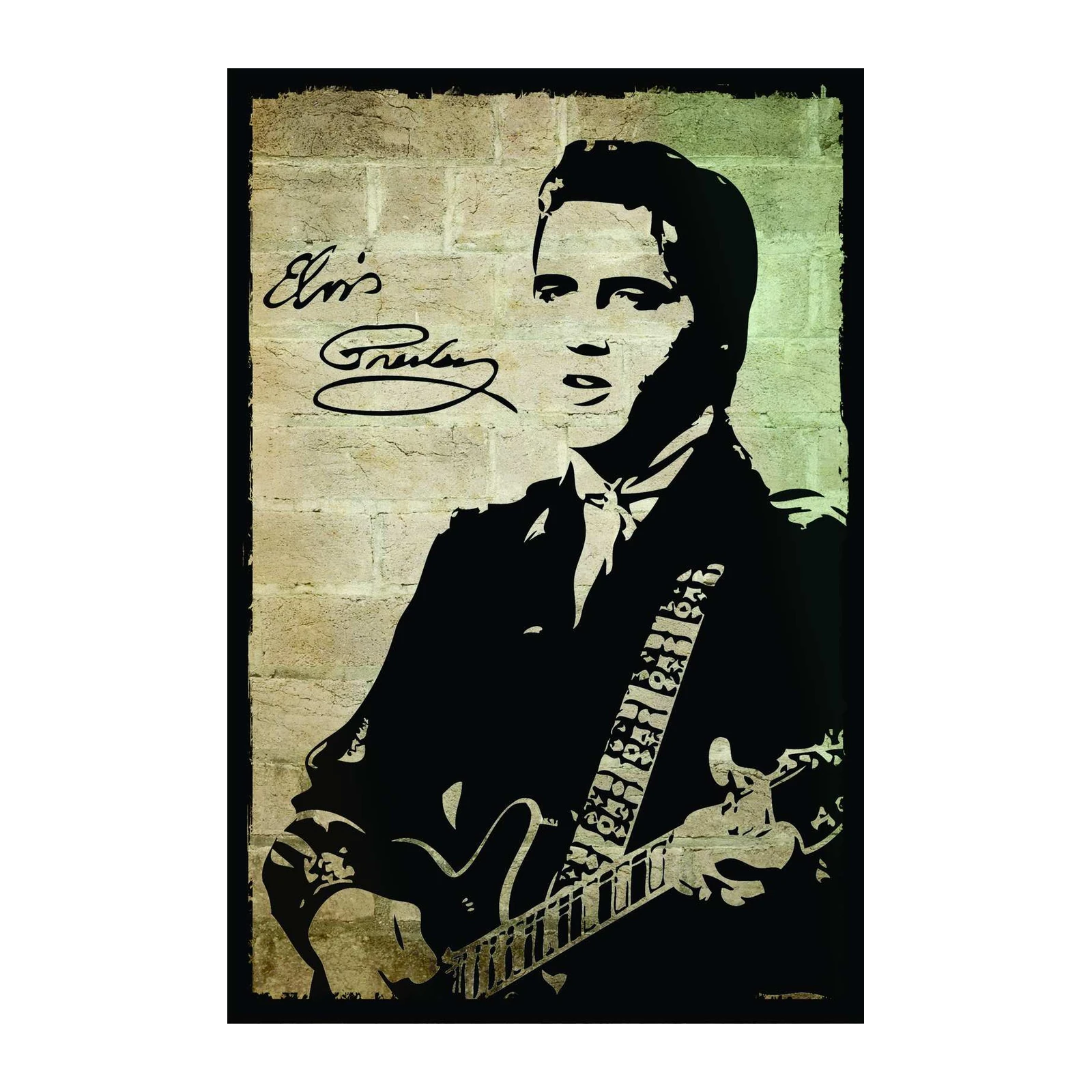 Elvis Presley Stencil Guitar Wall Art