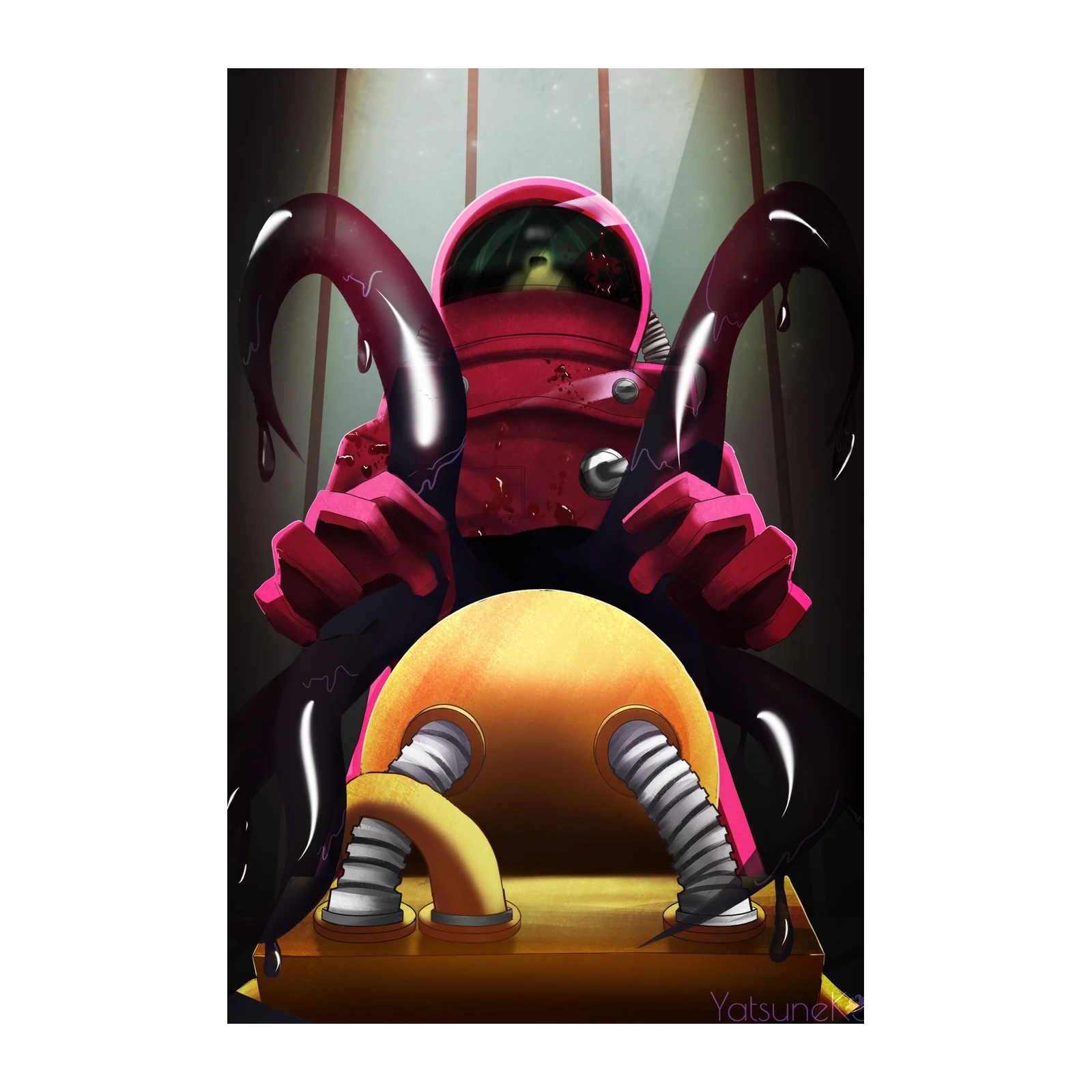 Cosmic Horror Astronaut Red Wall Art