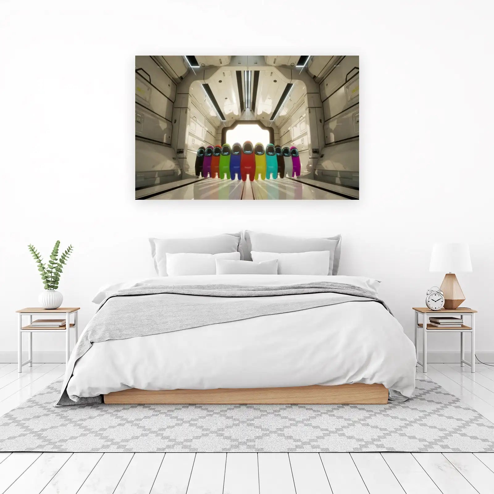 Vibrant Among Us Crewmates Sci-Fi Corridor Wall Art