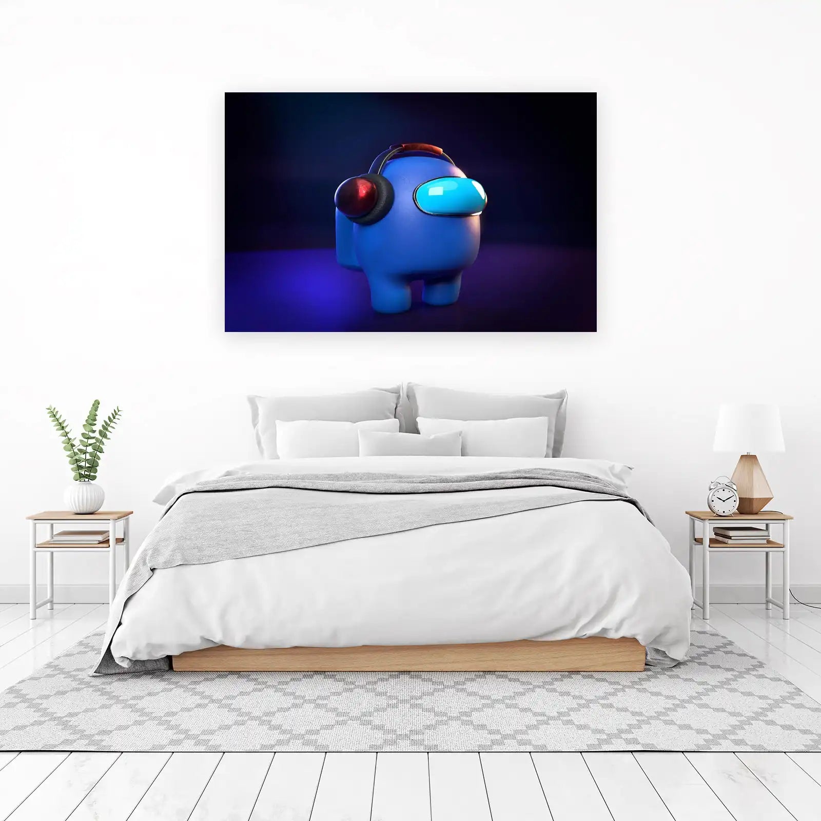 Blue Gamer Crewmate Headphones Wall Art