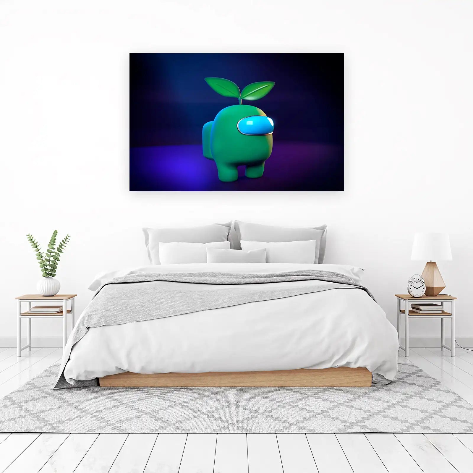 Playful Green Sprout Character Wall Art