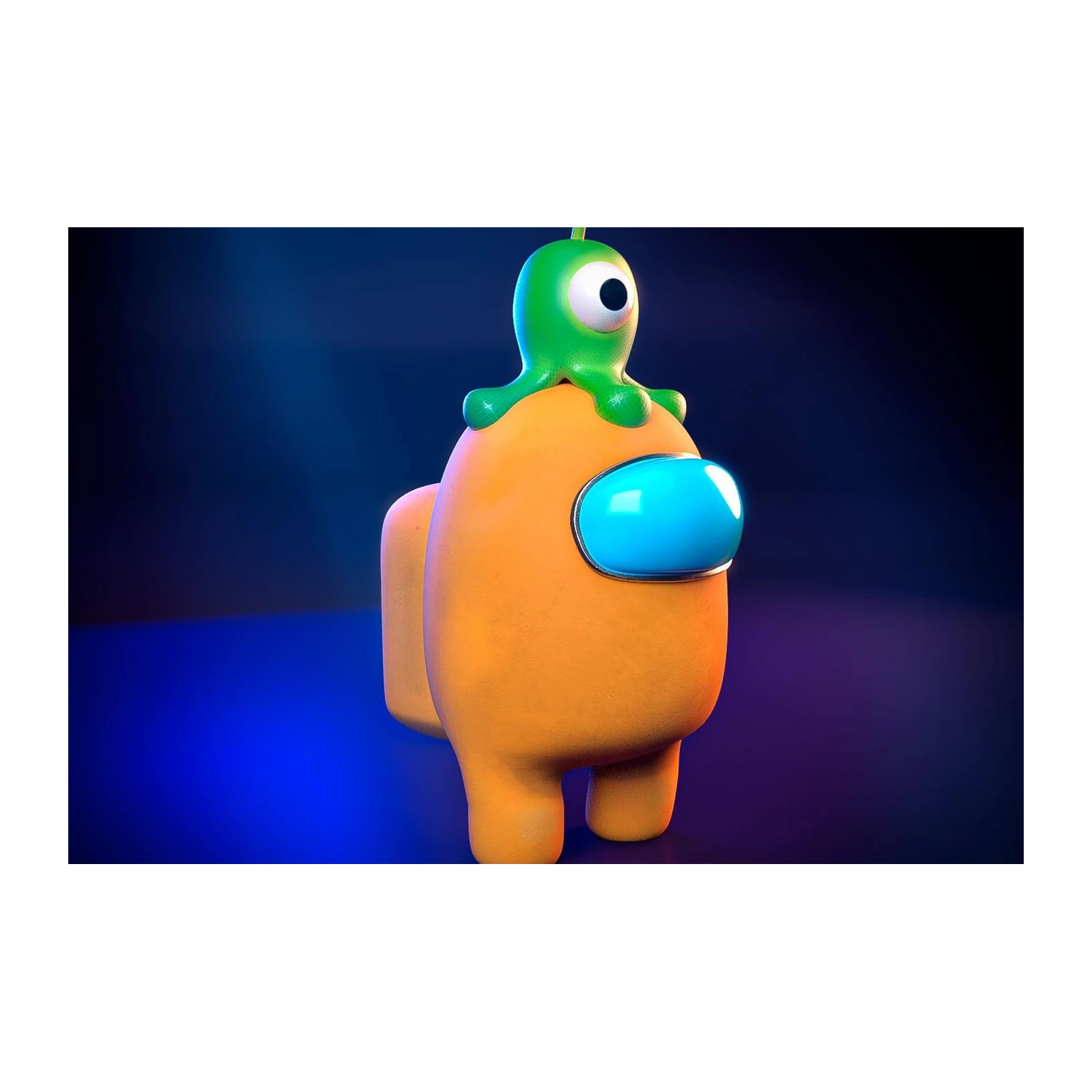 Cute Orange Crewmate with Green Alien Wall Art