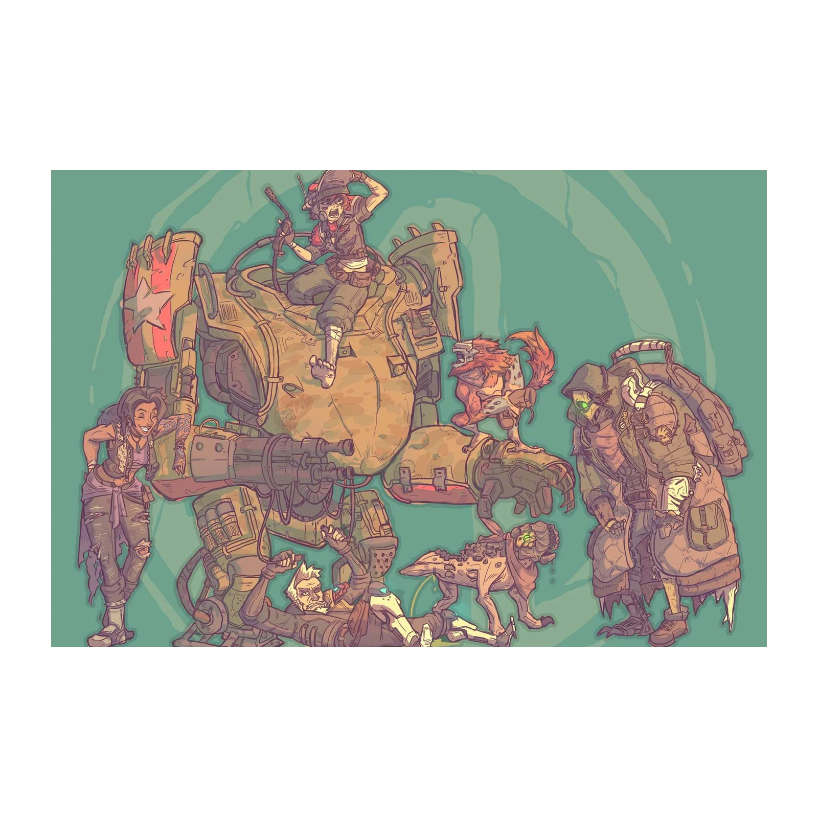 Post-Apocalyptic Crew Ready for Adventure Wall Art