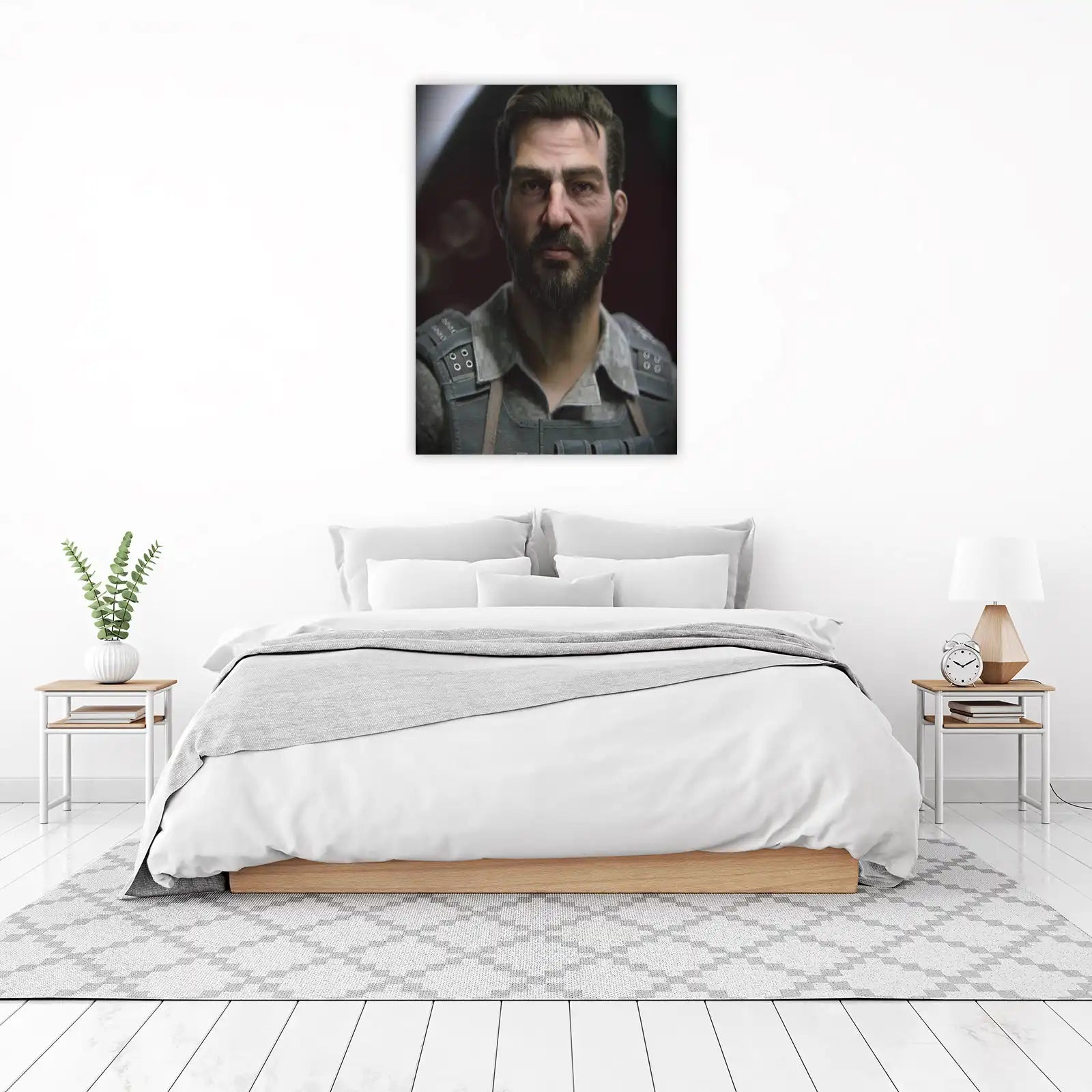 Rugged Man Portrait with Military Detail Wall Art