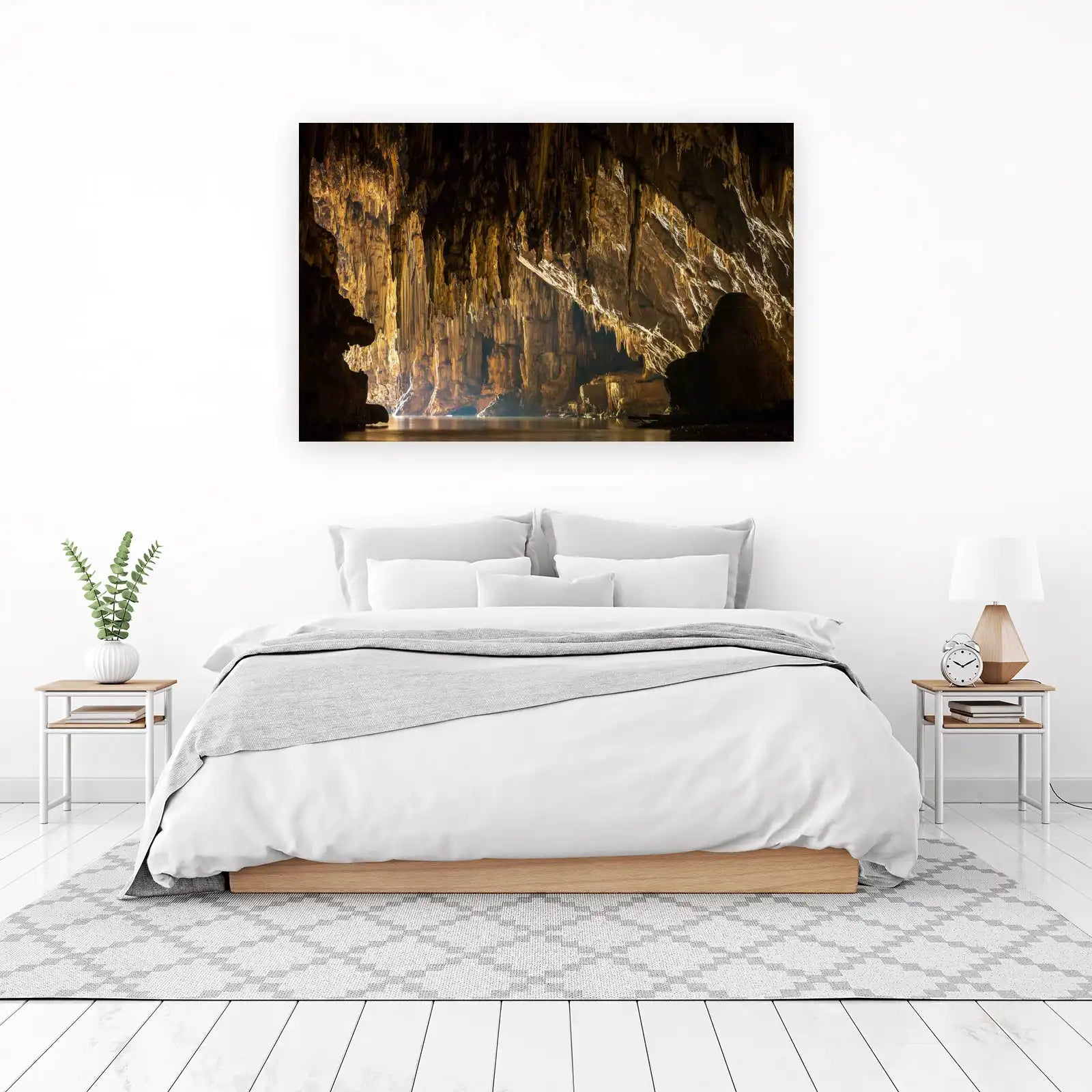 Majestic Cave Waterfall Landscape Wall Art