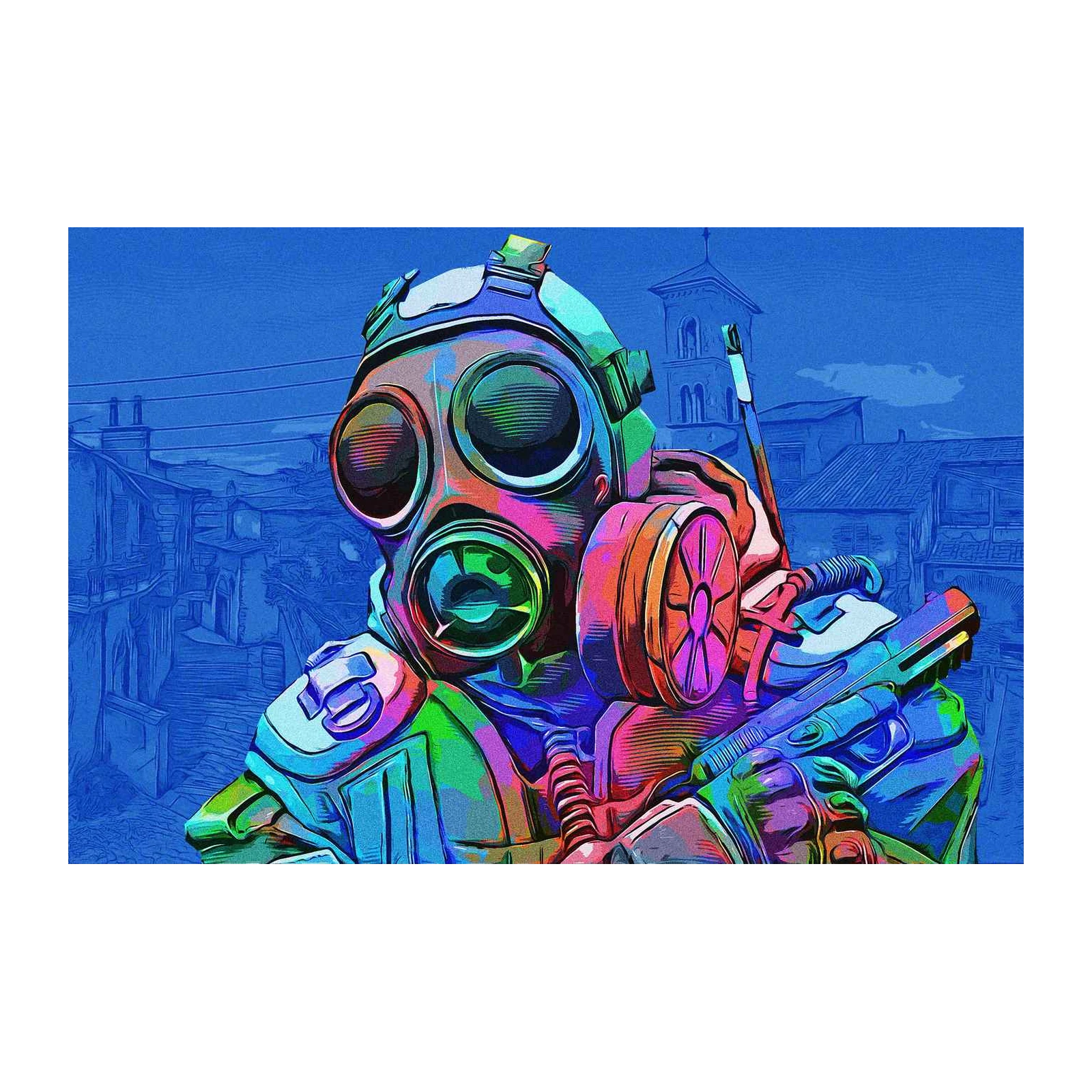 Cyberpunk Gas Mask Warrior Wall Art