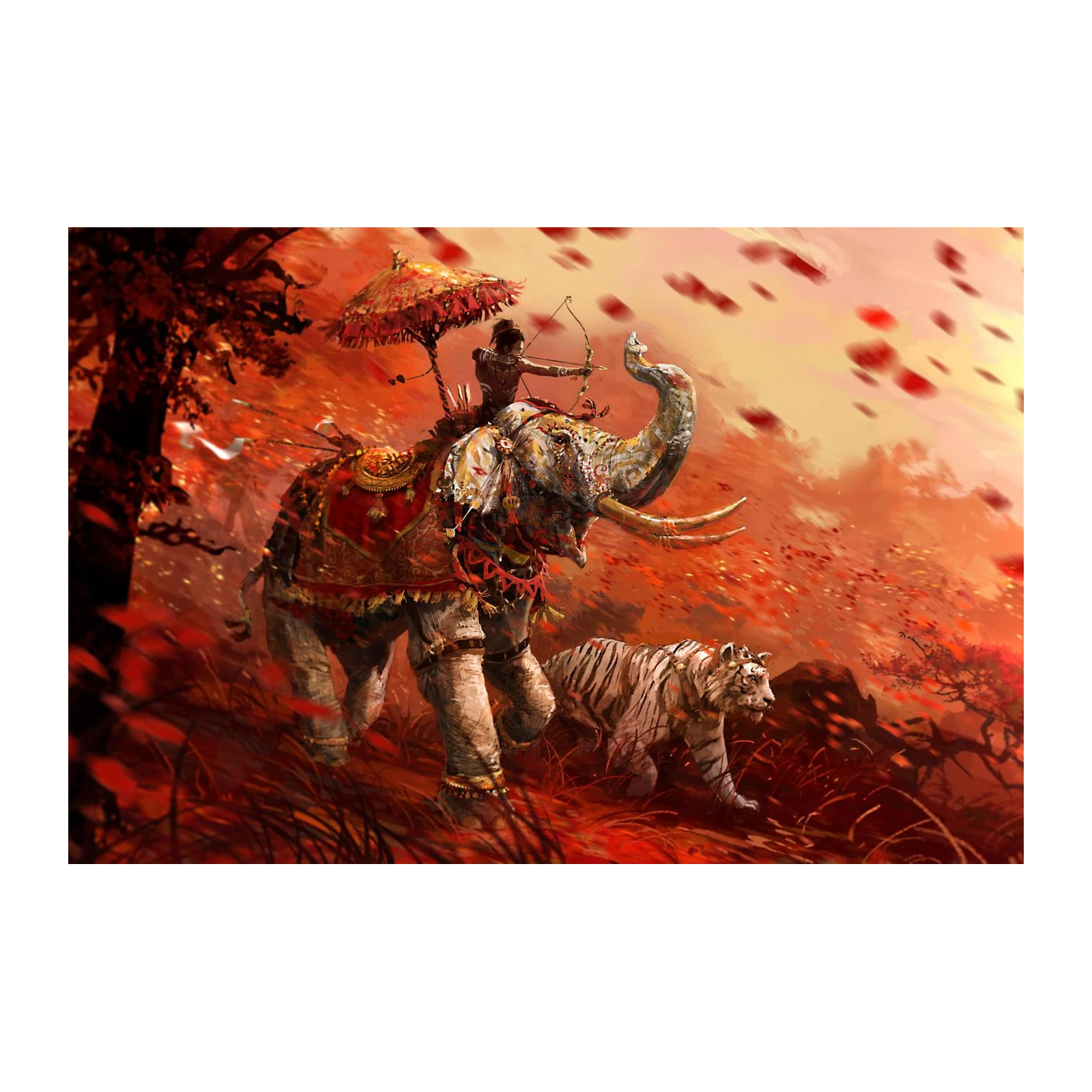 Majestic Elephant & Tiger Hunt Wall Art