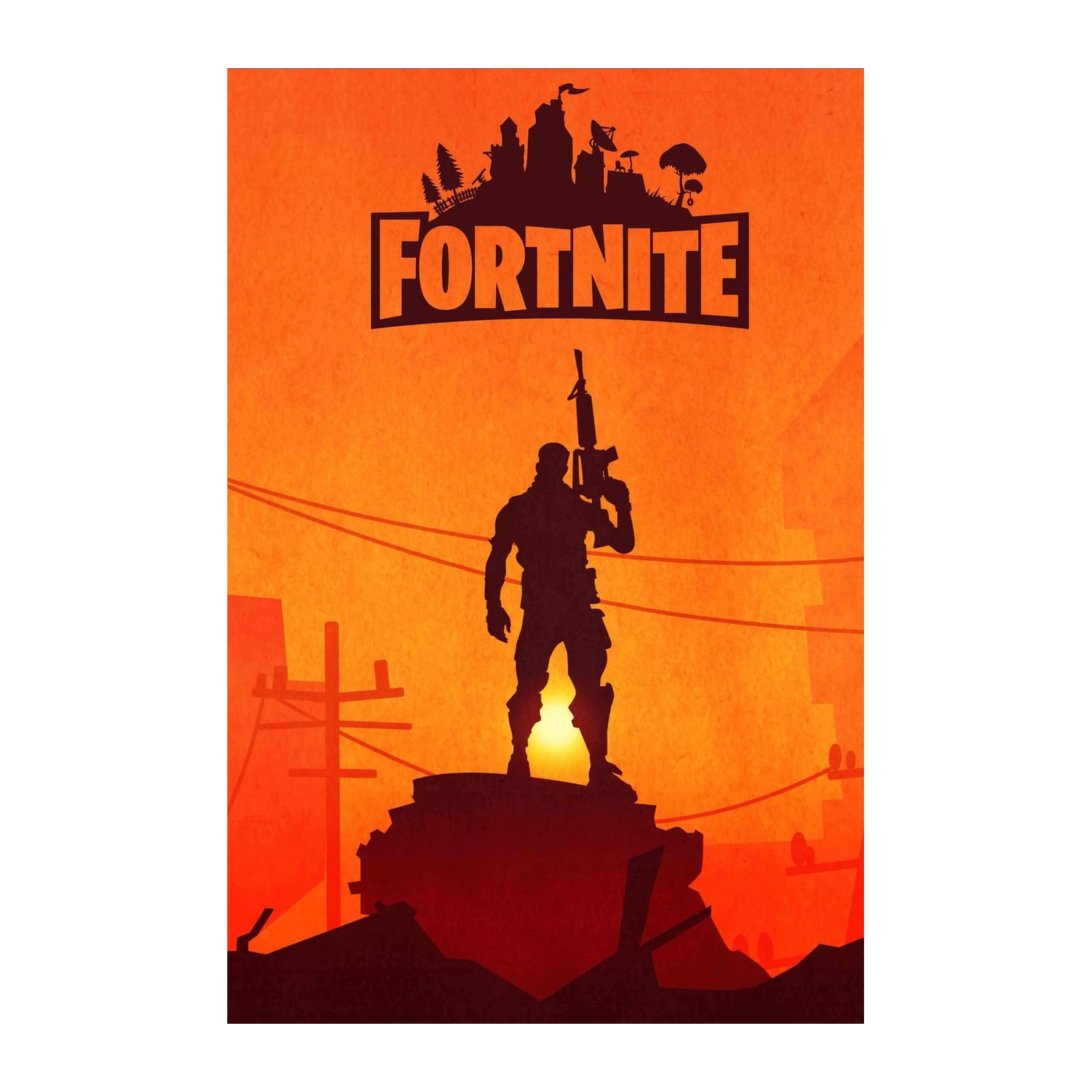 Epic Fortnite Victory Silhouette Wall Art