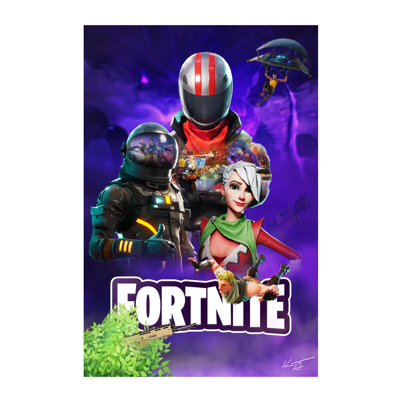 Fortnite Battle Royale Character Collage Wall Art