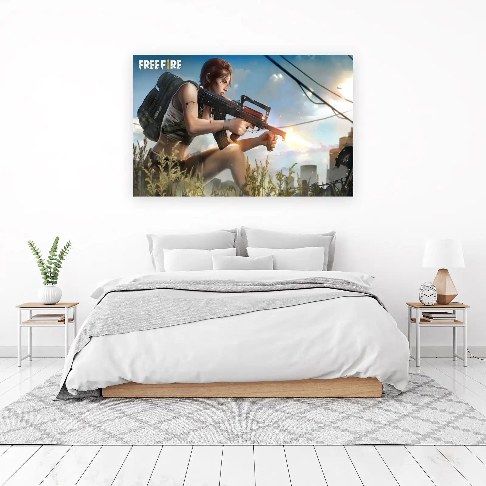 Epic Free Fire Warrior Wall Art - Gaming Decor