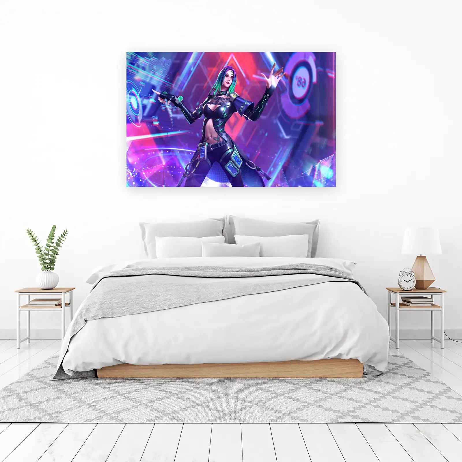 Cyberpunk Futuristic Woman Wall Art