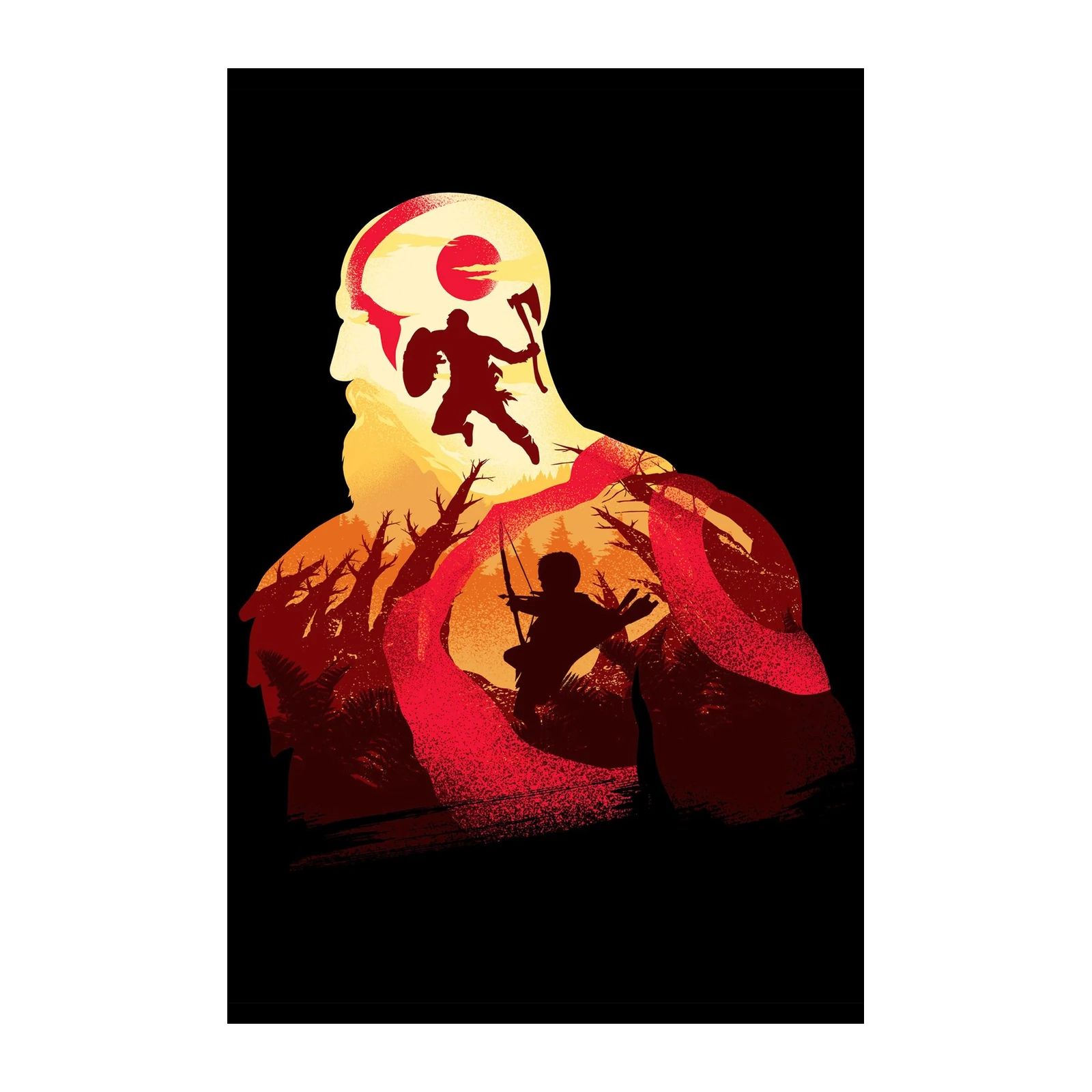 Epic Kratos & Atreus Forest Scene Wall Art