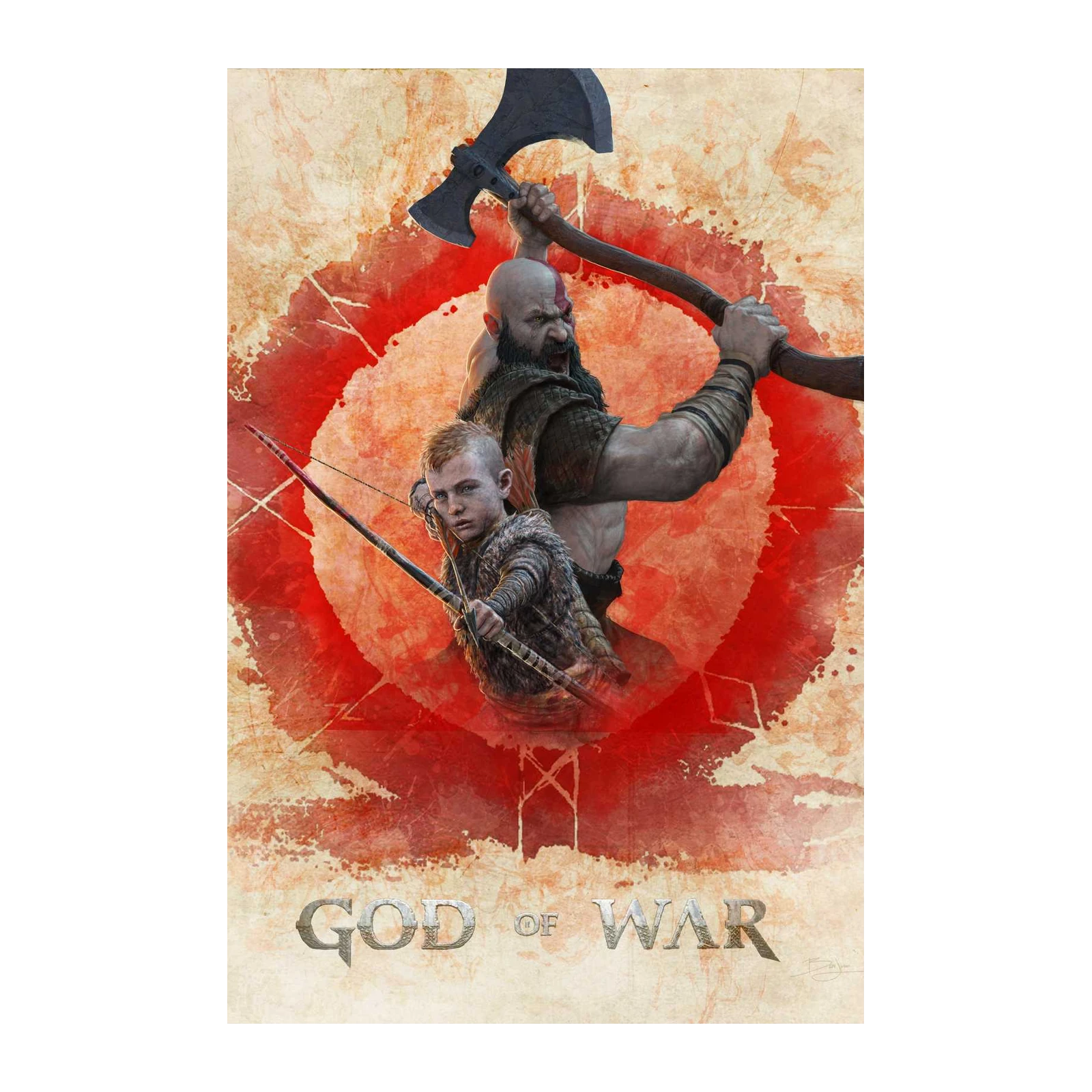 God of War Kratos & Atreus Axe Wall Art