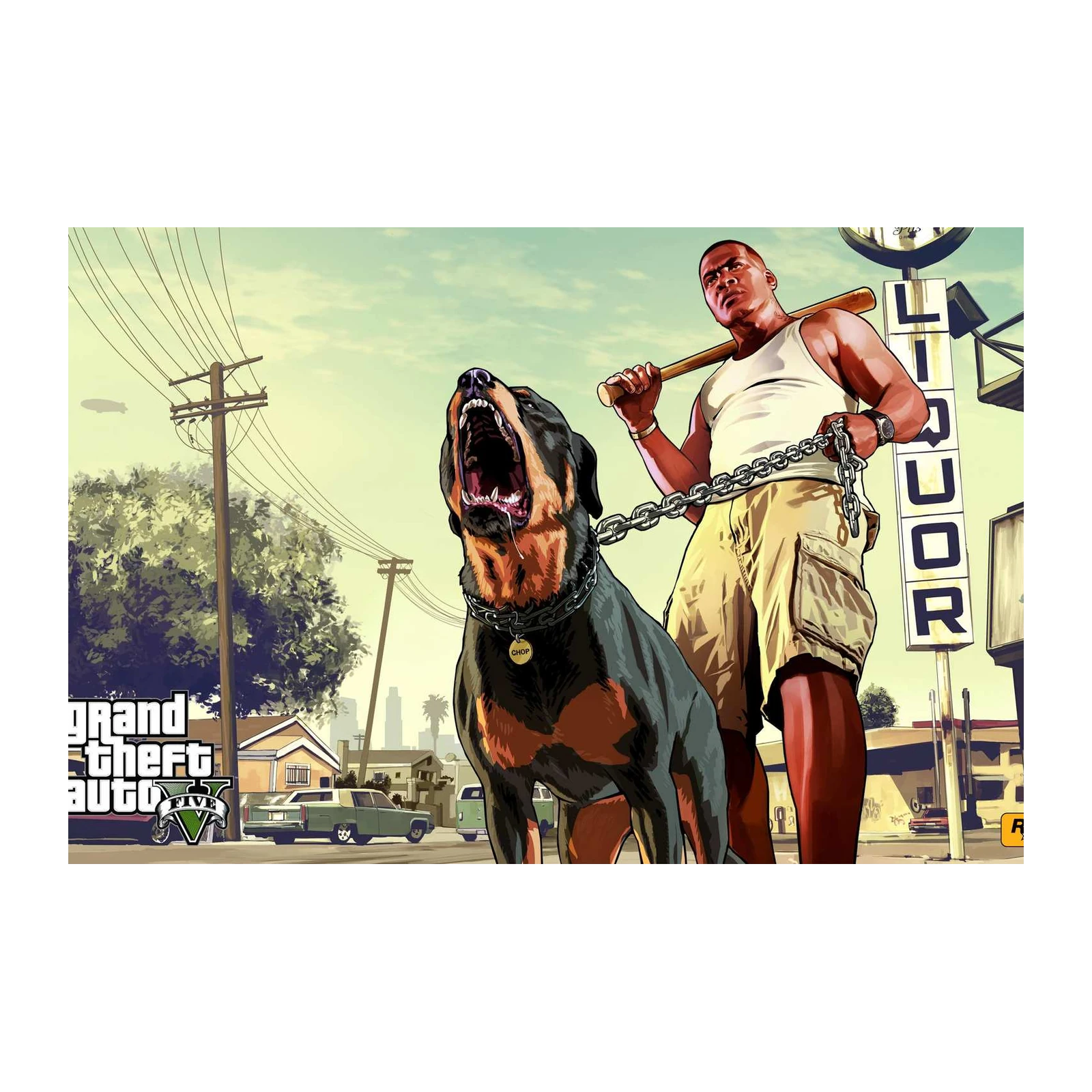 Franklin & Chop GTA V Art Wall Art