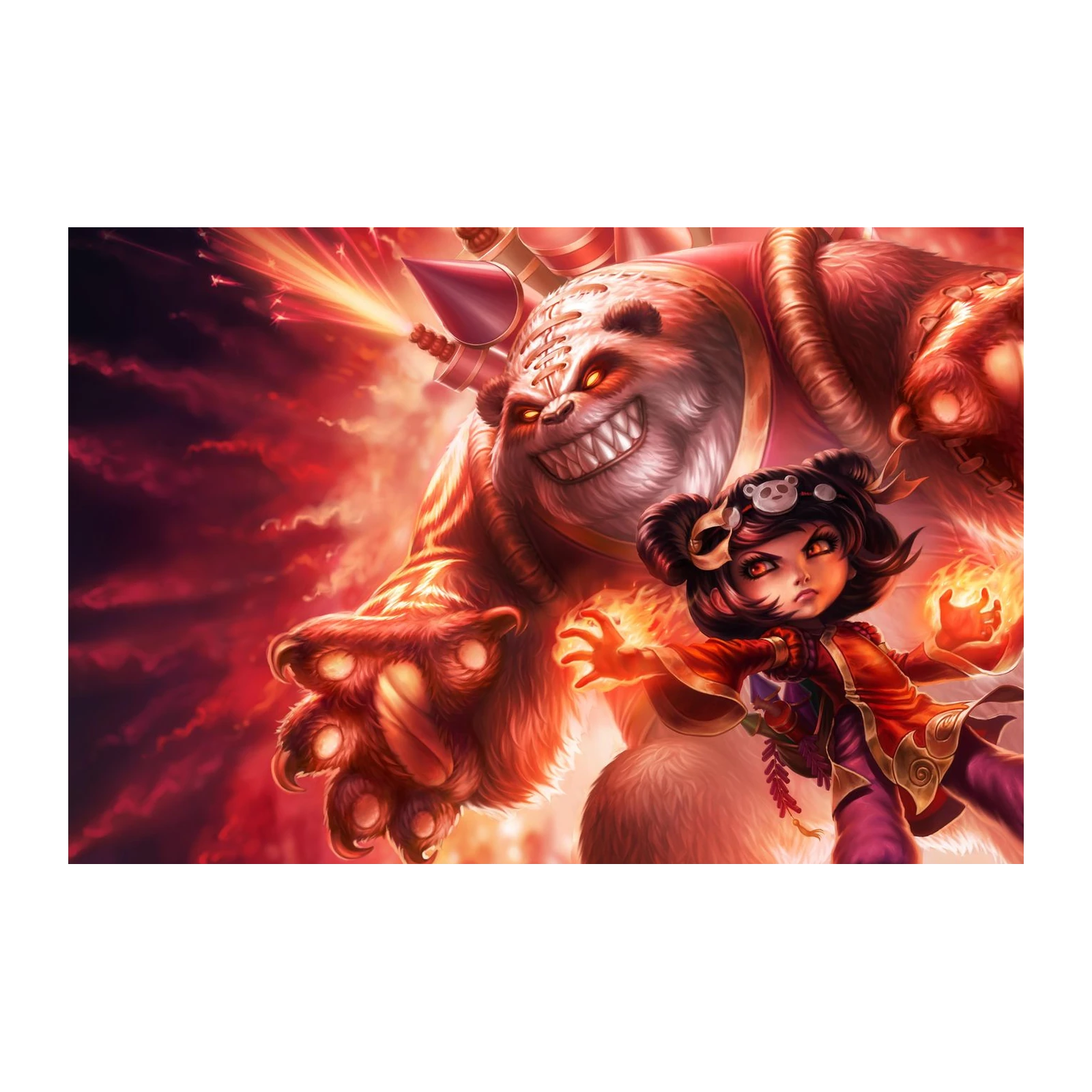 Fiery Panda Warrior & Mage Duo Wall Art