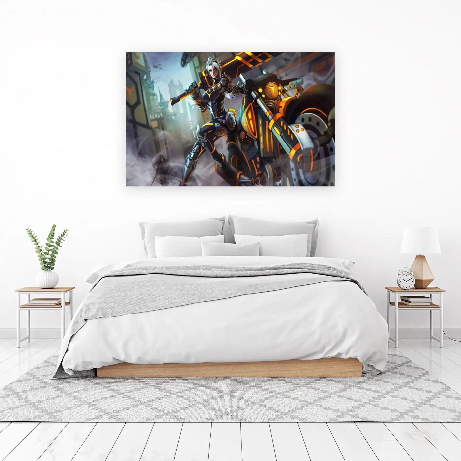 Cyberpunk Warrior & Bike Wall Art