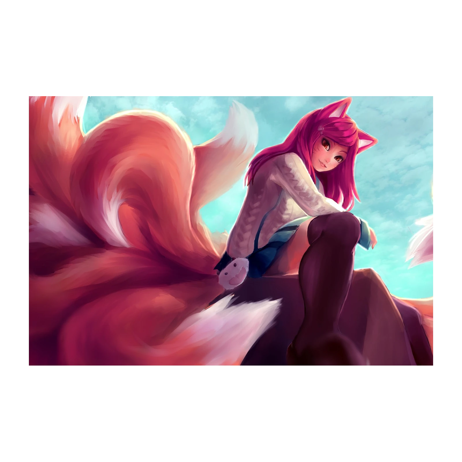 Ahri Nine-Tailed Fox Anime Art Wall Art