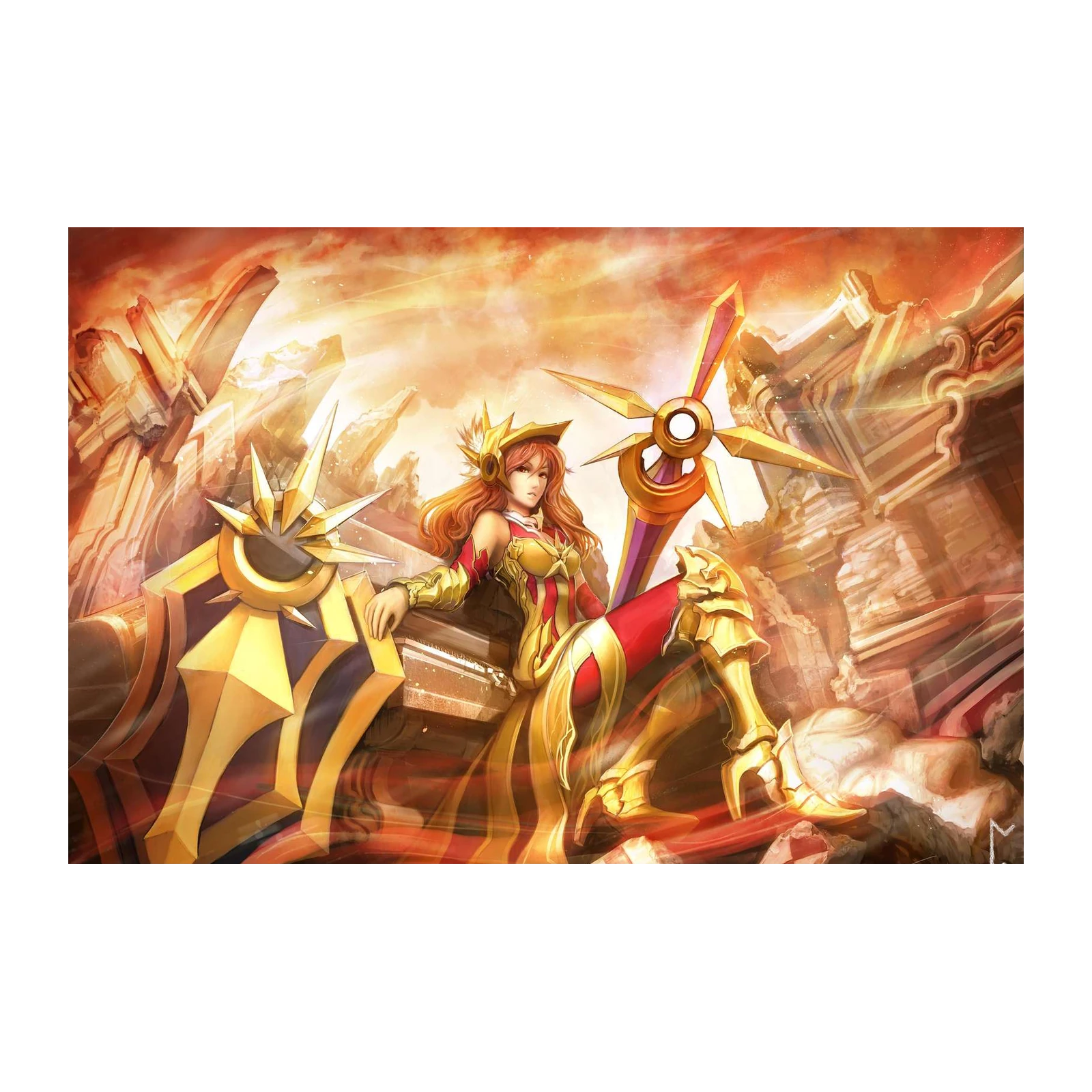 Golden Warrior Goddess Fantasy Art Wall Art