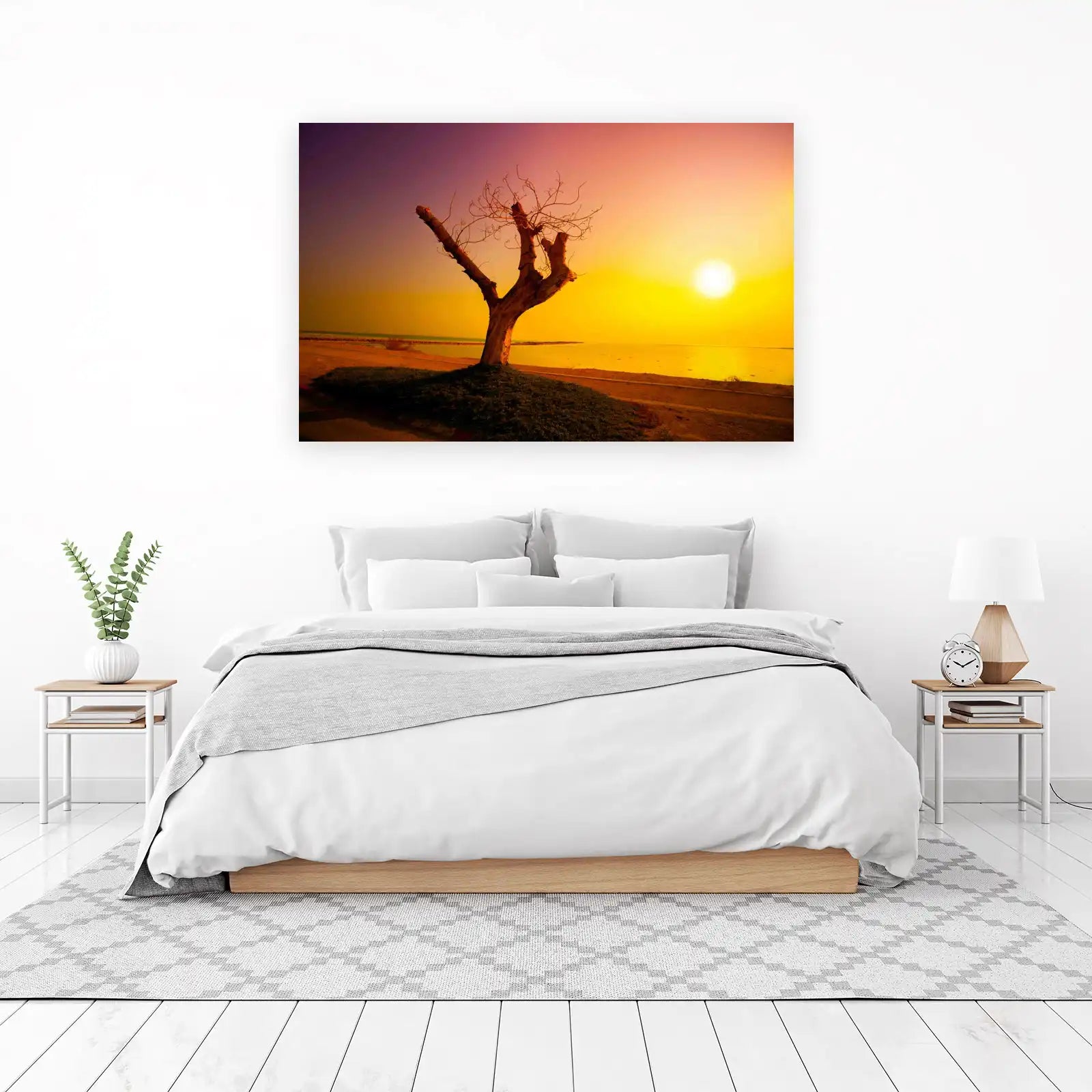 Solitude Tree Sunset Beach Wall Art