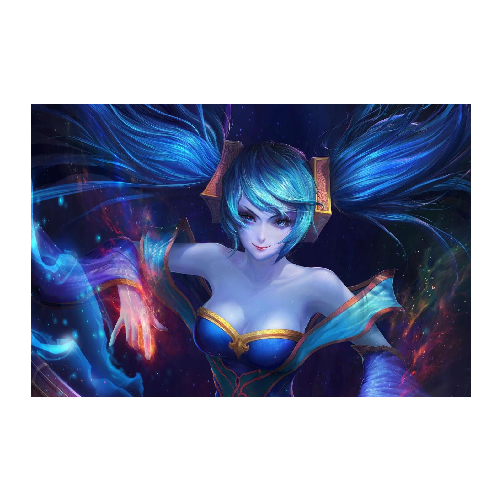 Enchanting Blue Sorceress Galaxy Wall Art